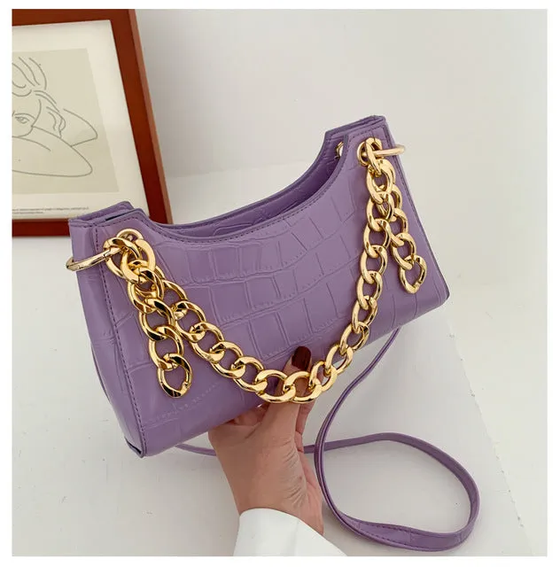 Purple Tote Bags For Women Vintage Handbag Mini Leather Shoulder Bag Retro Women Bag Stone Pattern Female Purse Fashion Nova Bags