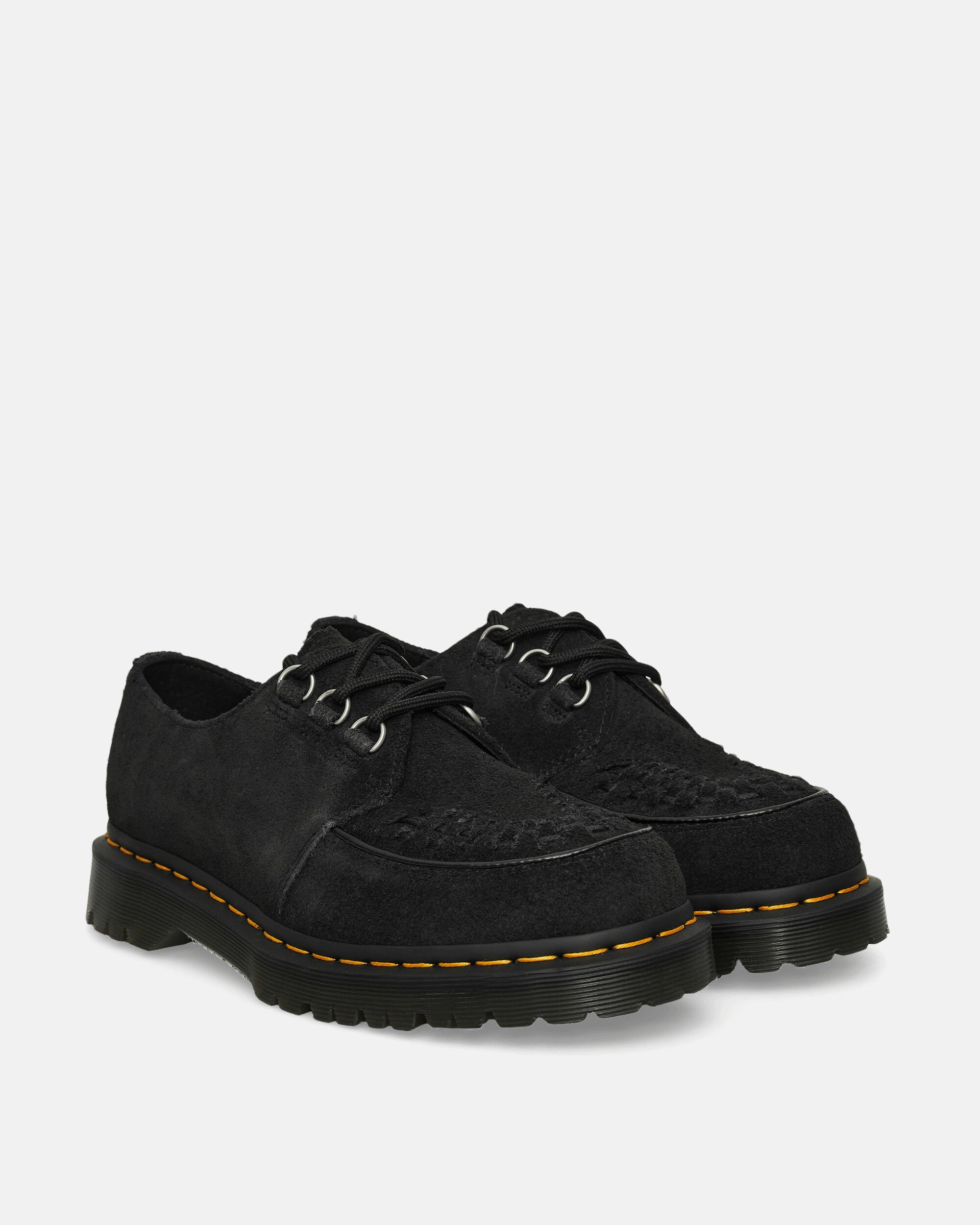 Ramsey Woven Suede Creepers Black Smooth Leather Boots