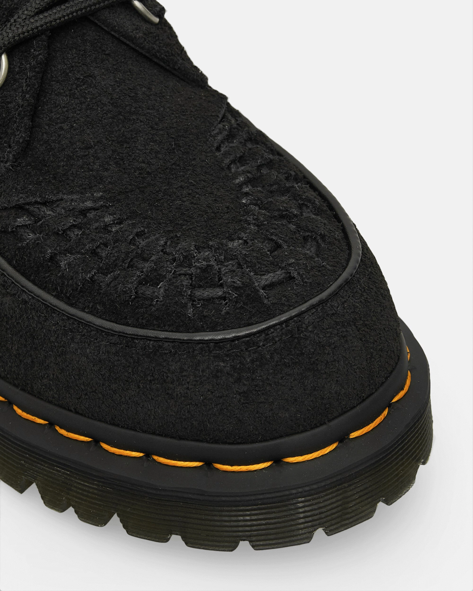 Ramsey Woven Suede Creepers Black Smooth Leather Boots