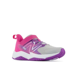 Rave Run v2 Bungee Lace - Summer Fog with Mystic Purple and Hi-Pink - Big Kids New Balance casual sneakers for everyday comfort