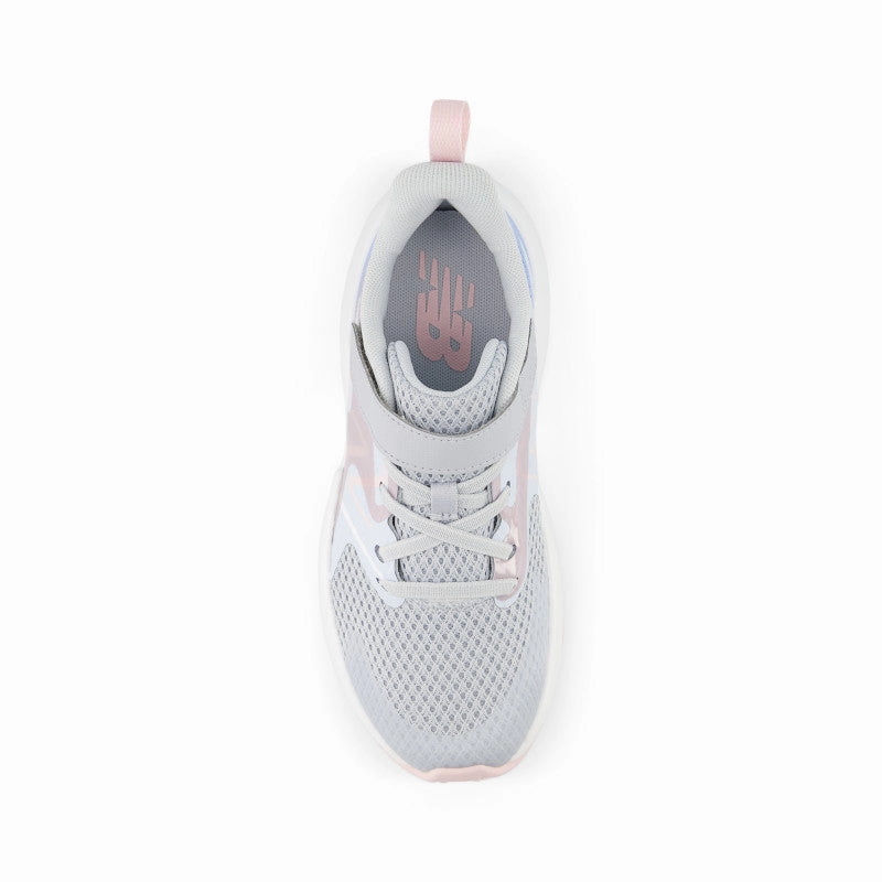 Rave Run v2 Bungee Lace with Top Strap - Bright Sky with Granite and Rose Sugar - Little Kids New Balance lifestyle shoes