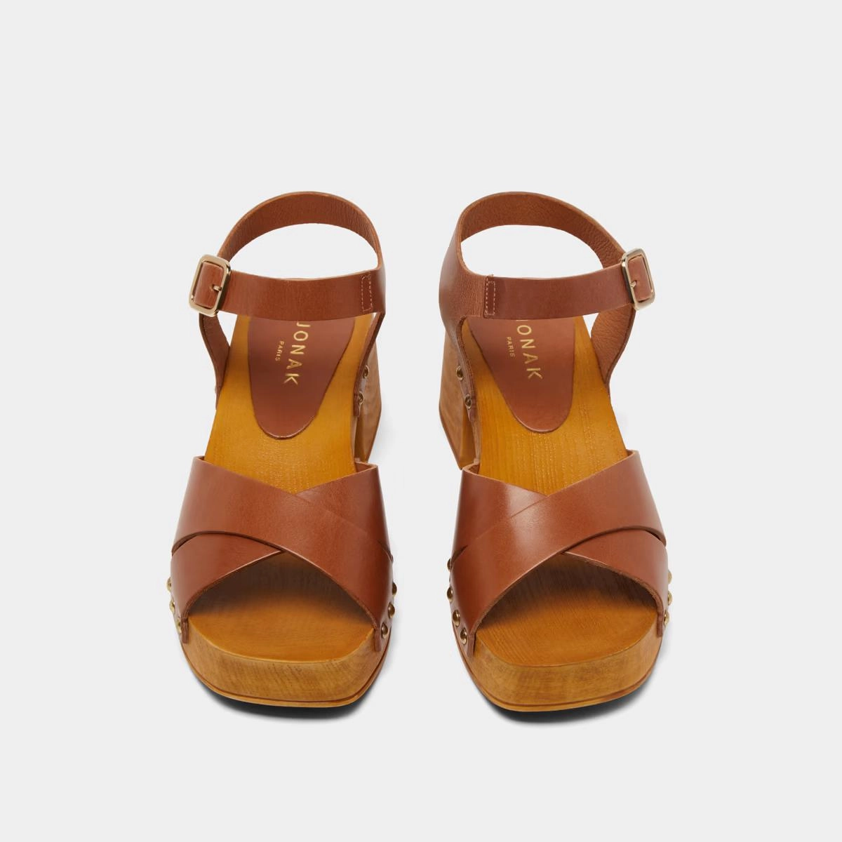 Sandal Mae Bis Cuir Cognac Stylish Footwear