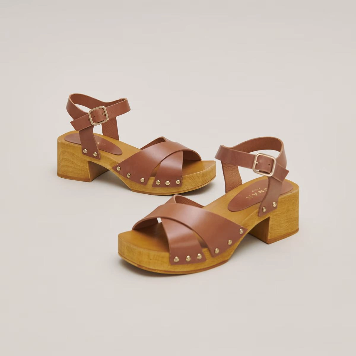 Sandal Mae Bis Cuir Cognac Stylish Footwear