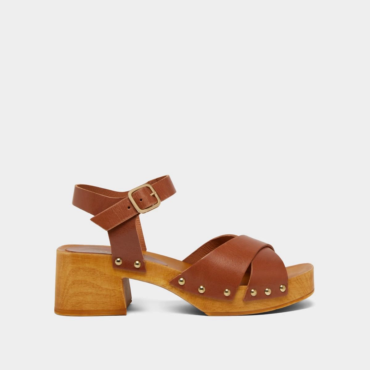 Sandal Mae Bis Cuir Cognac Stylish Footwear