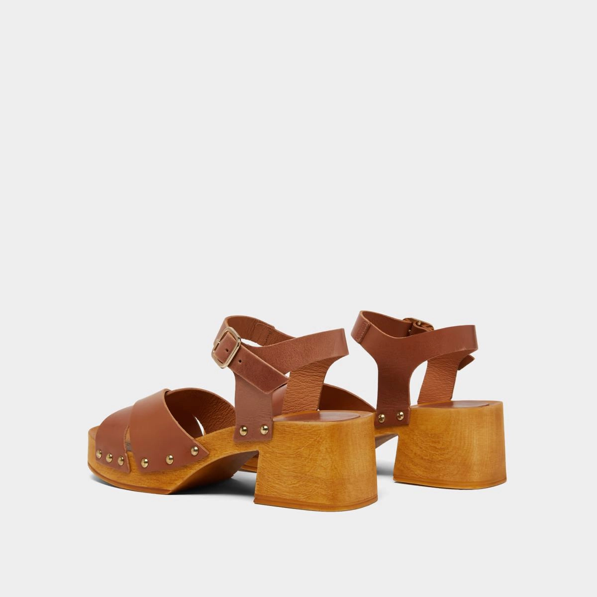 Sandal Mae Bis Cuir Cognac Stylish Footwear