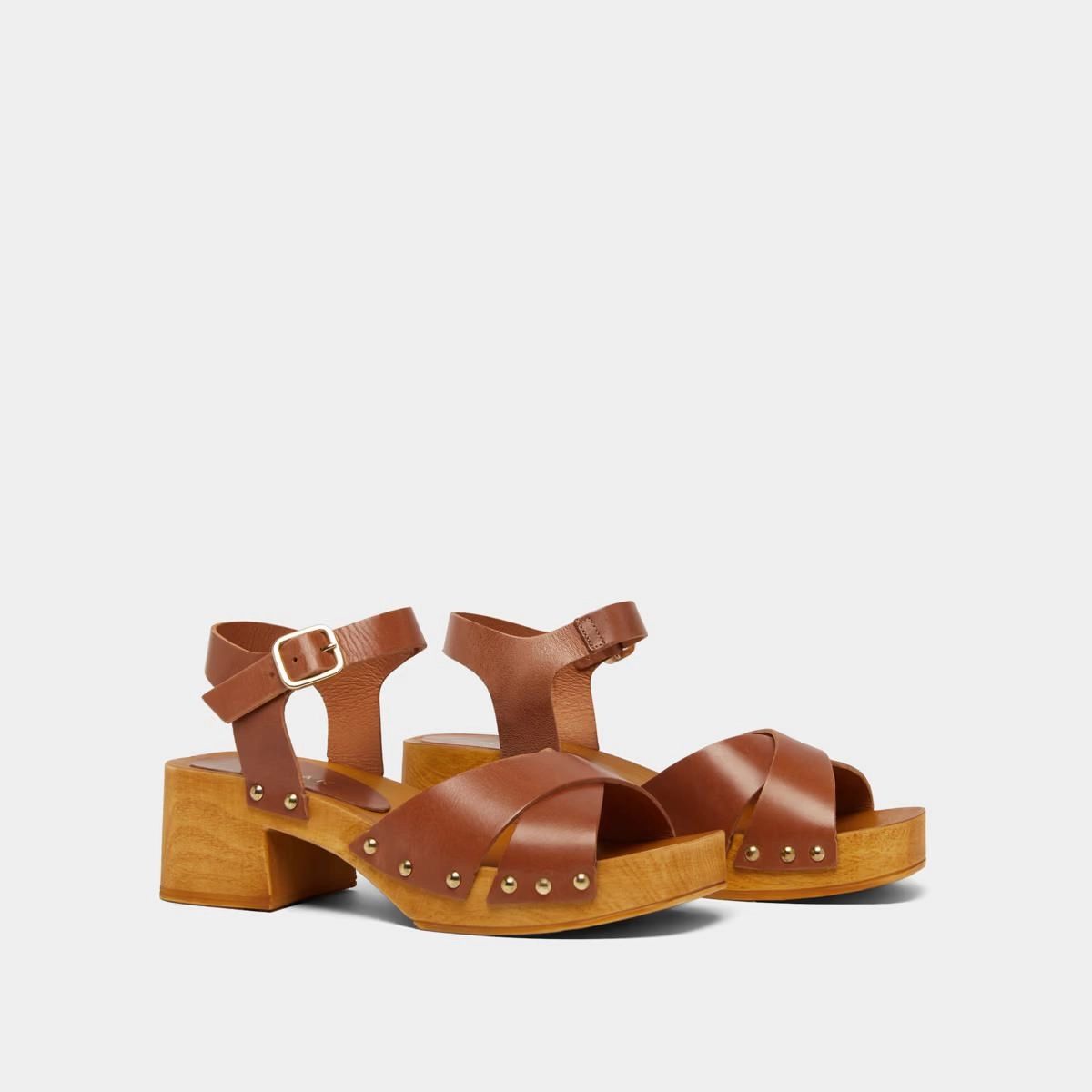 Sandal Mae Bis Cuir Cognac Stylish Footwear