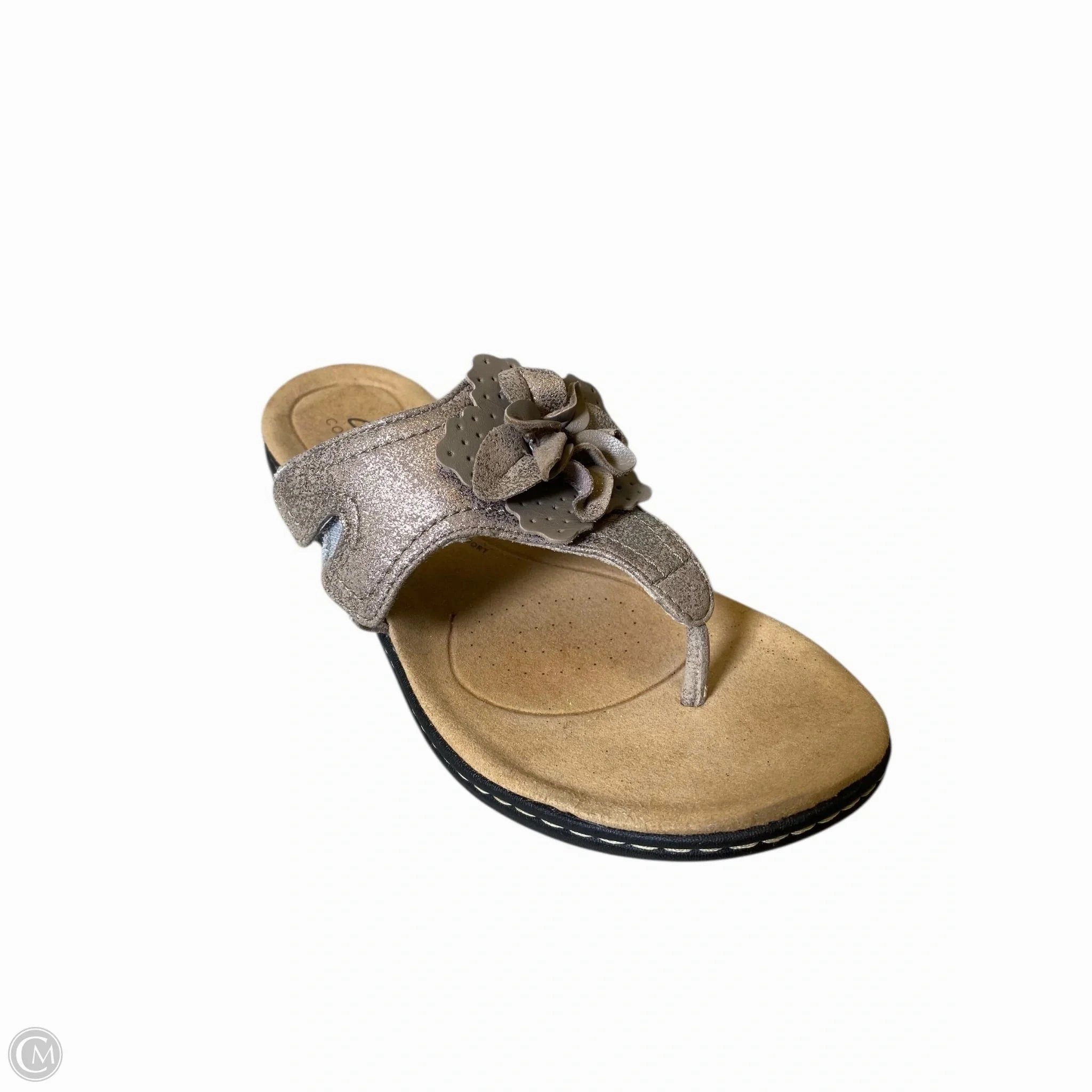 Sandals Flats By Clarks In Beige, Size: 7.5 Leather Footwear