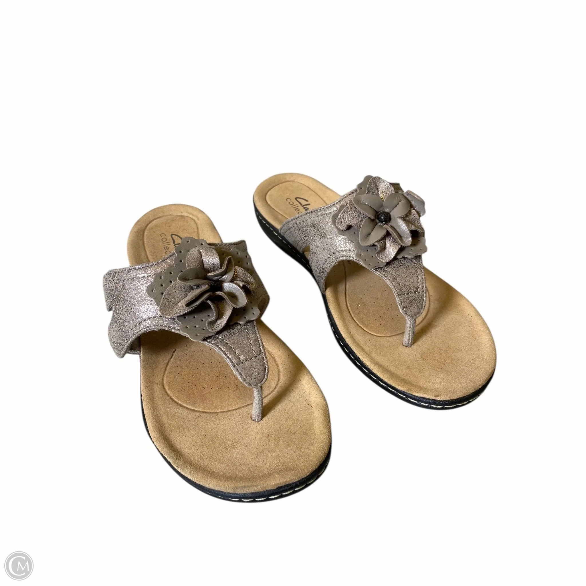 Sandals Flats By Clarks In Beige, Size: 7.5 Leather Footwear