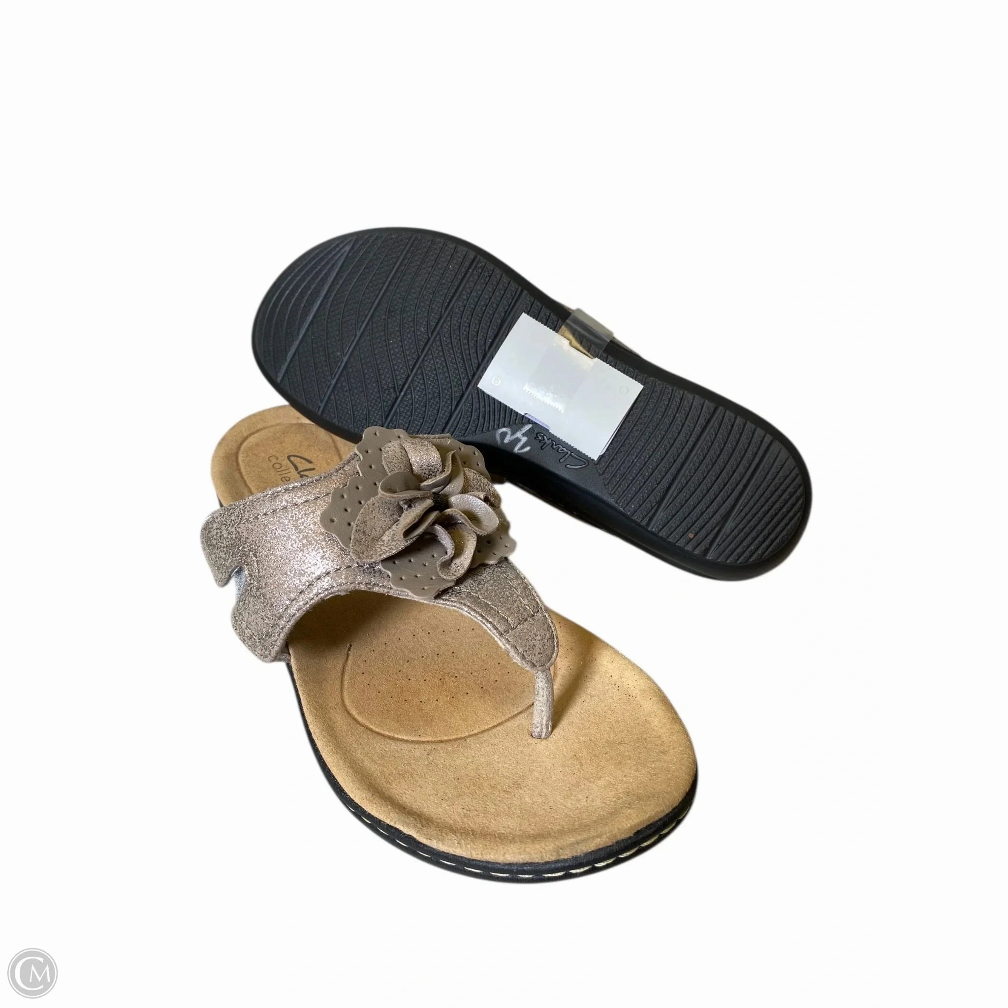 Sandals Flats By Clarks In Beige, Size: 7.5 Leather Footwear