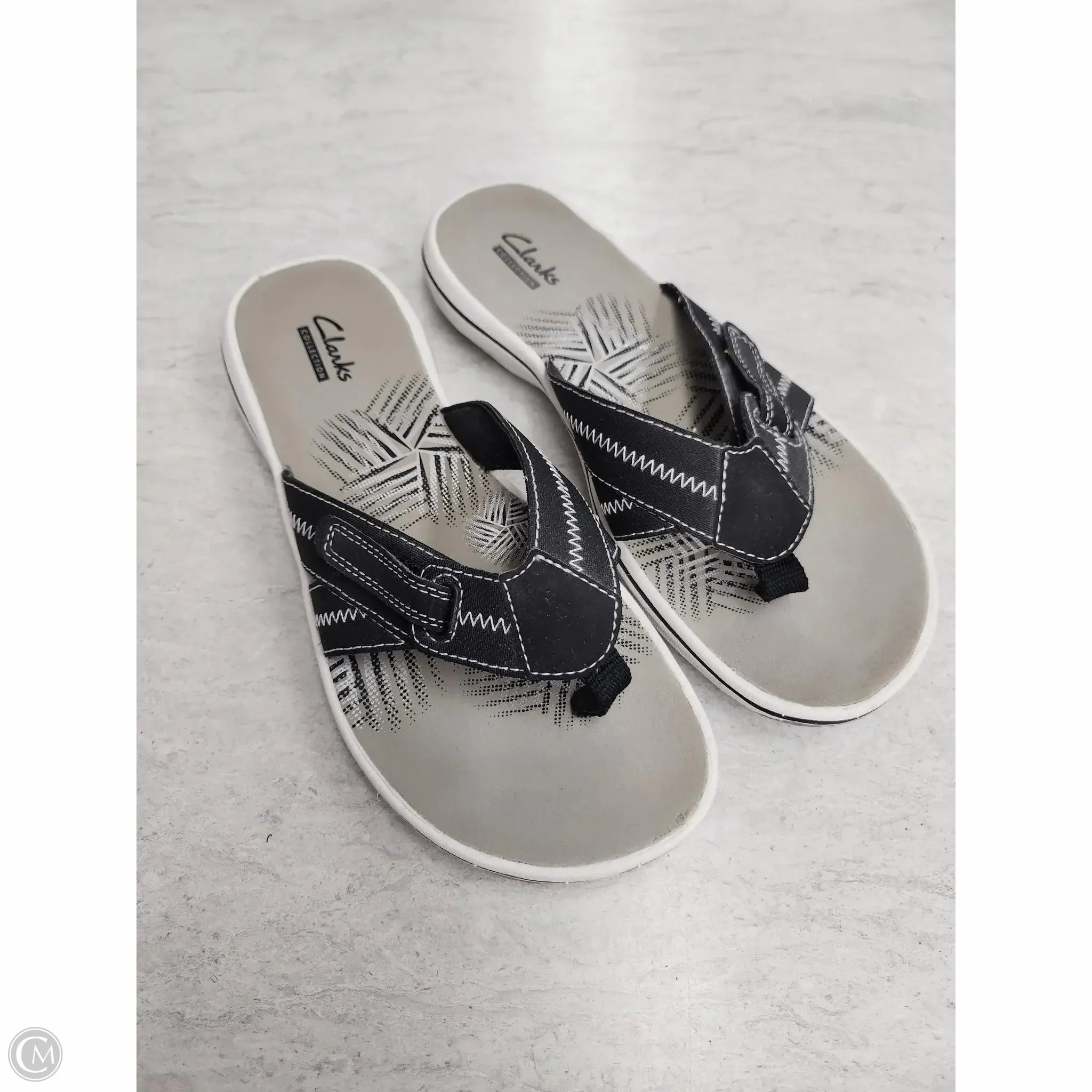 Sandals Flats By Clarks In Black & Grey, Size: 6 Clarks leather shoes for daily wear