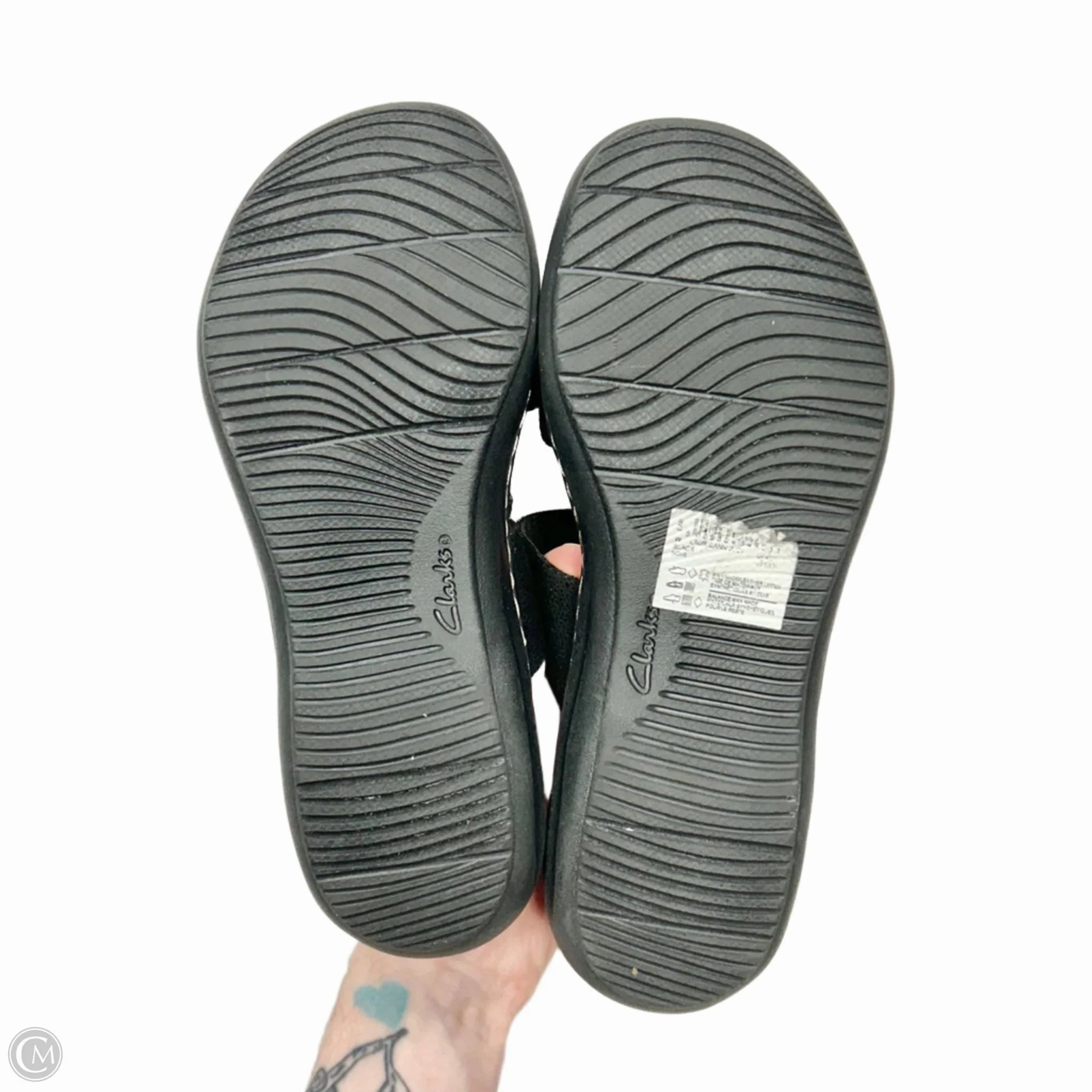 Sandals Flats By Clarks In Black, Size: 6.5 Leather Footwear