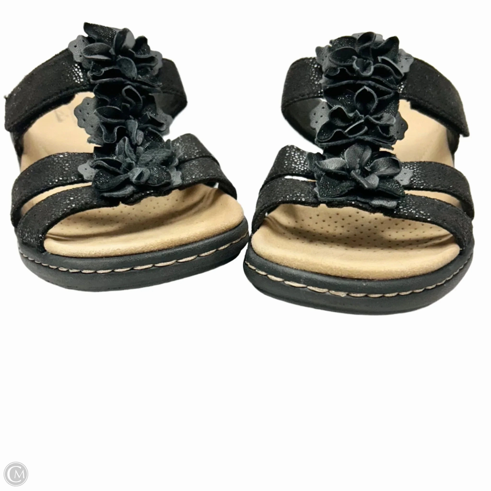 Sandals Flats By Clarks In Black, Size: 6.5 Leather Footwear