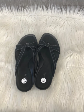 Sandals Flats By Clarks In Black, Size: 6.5 Clarks leather shoes for daily wear