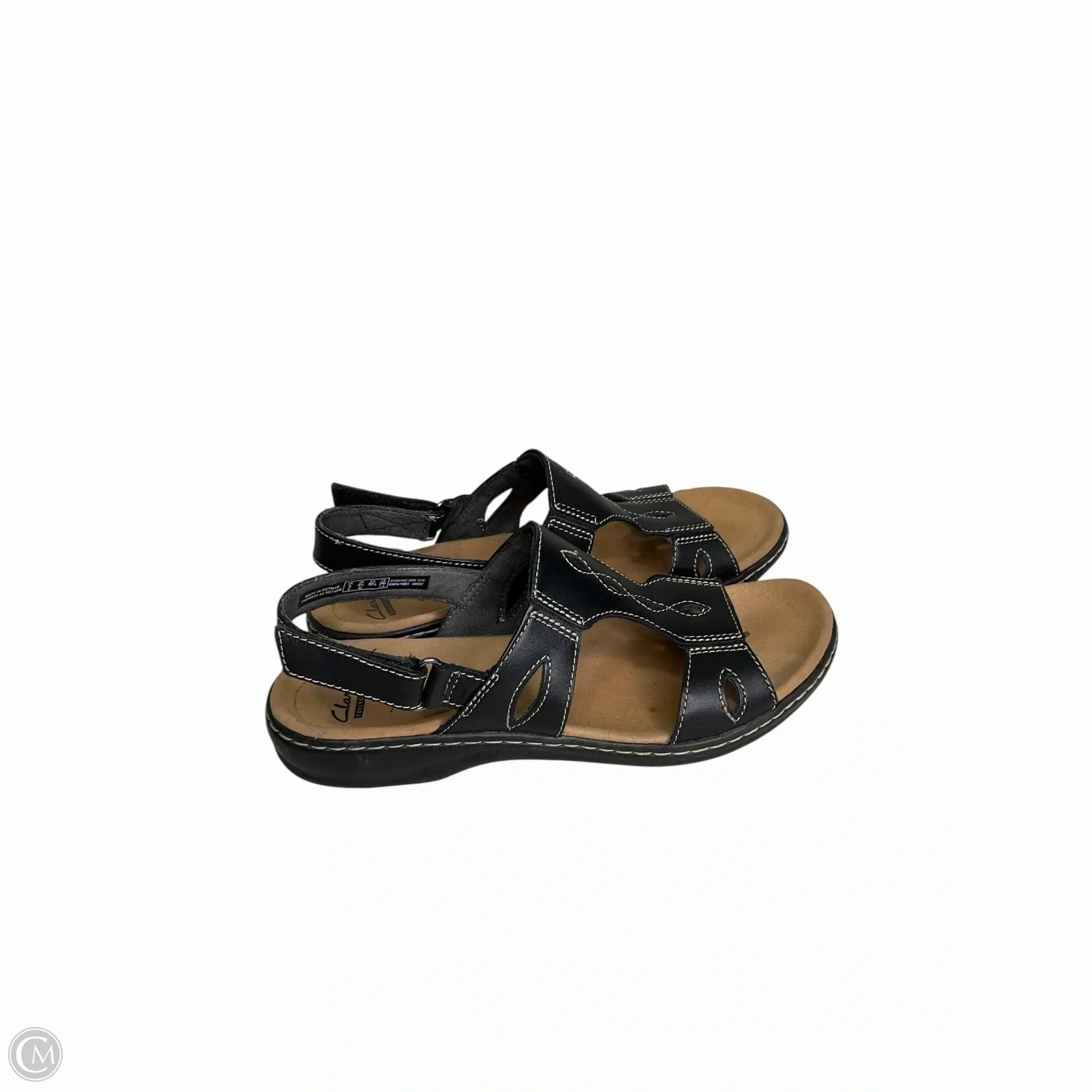 Sandals Flats By Clarks In Black, Size: 8.5 Leather Footwear