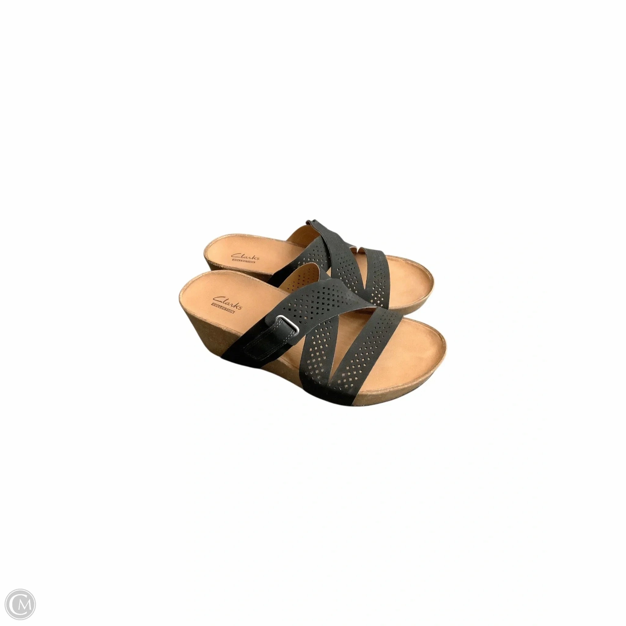 Sandals Flats By Clarks In Black, Size: 8.5 Leather Footwear