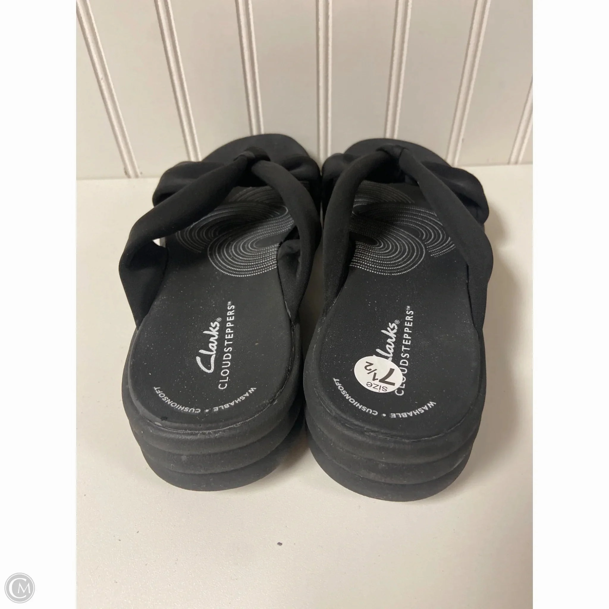 Sandals Flats By Clarks In Black, Size: 8 Leather Footwear