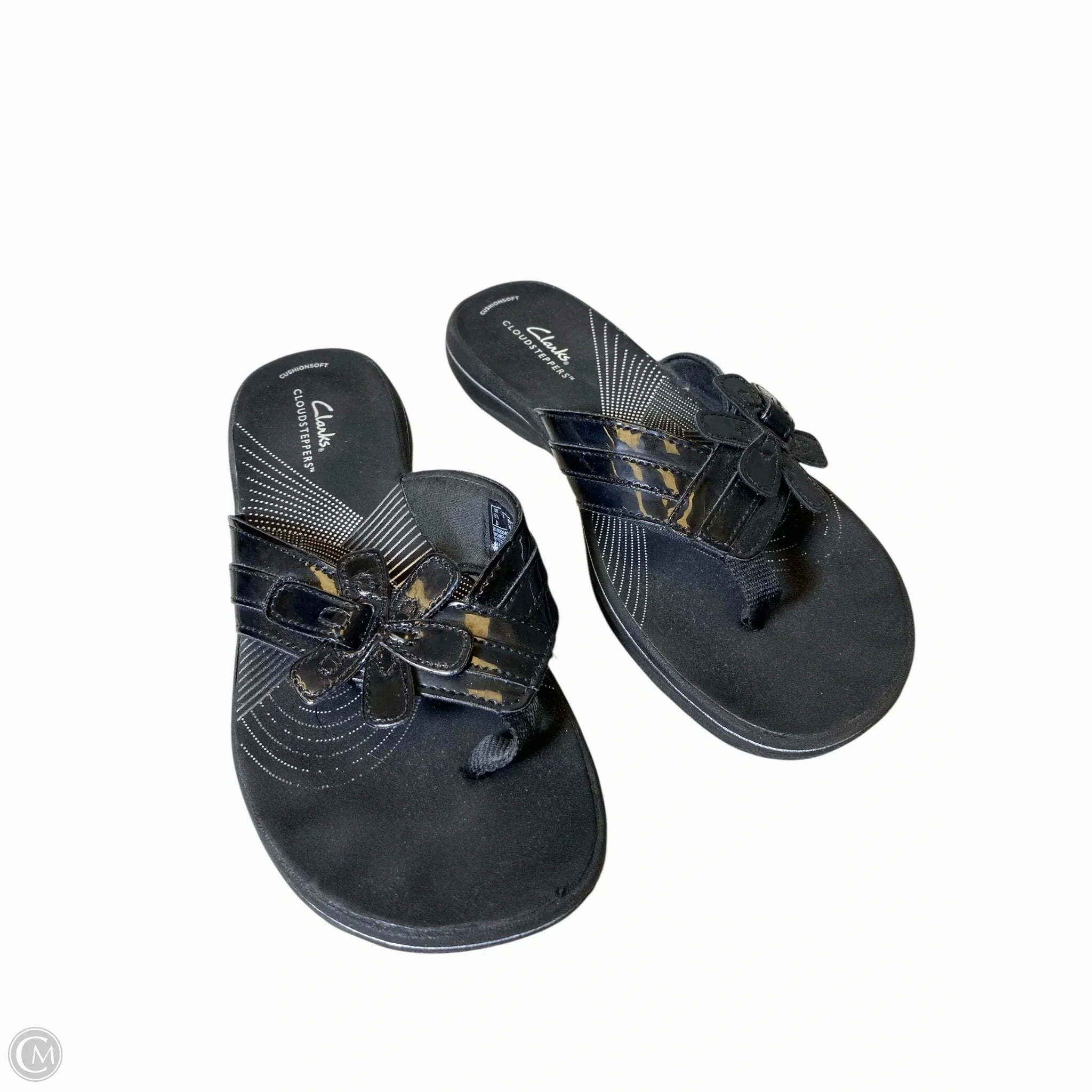 Sandals Flats By Clarks In Black, Size: 8 Leather Footwear