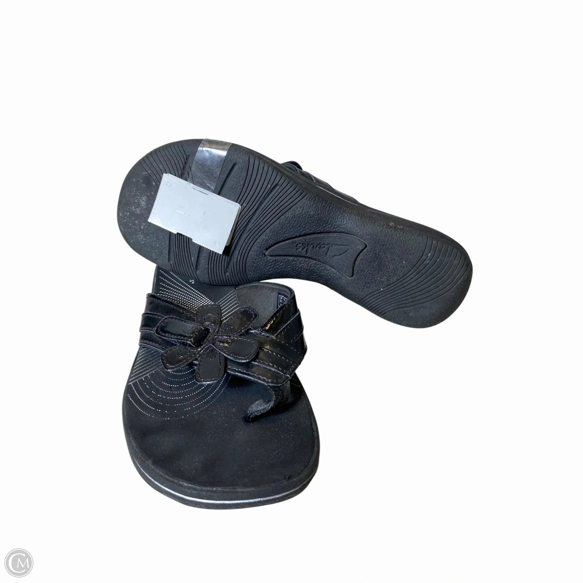 Sandals Flats By Clarks In Black, Size: 8 Leather Footwear