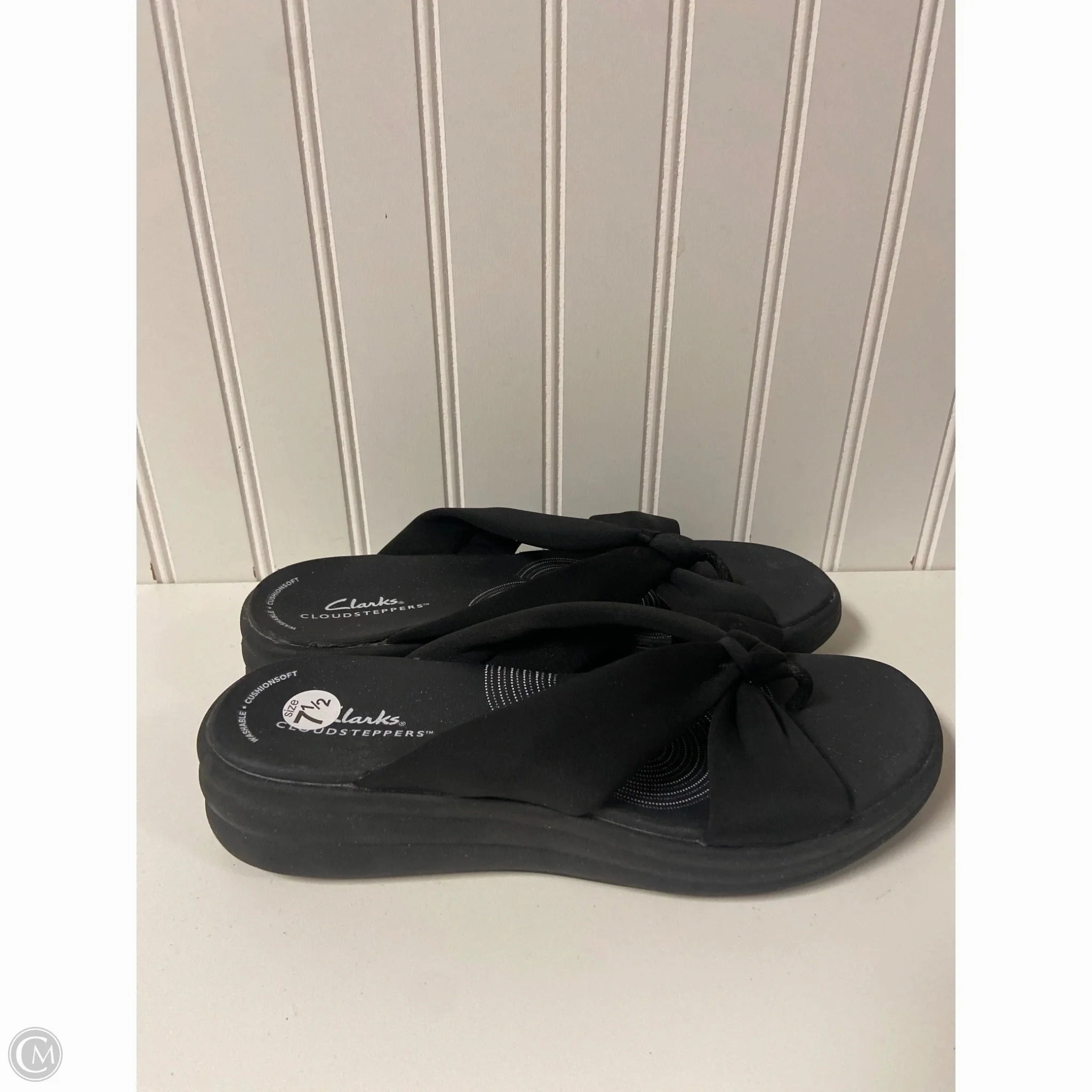 Sandals Flats By Clarks In Black, Size: 8 Leather Footwear