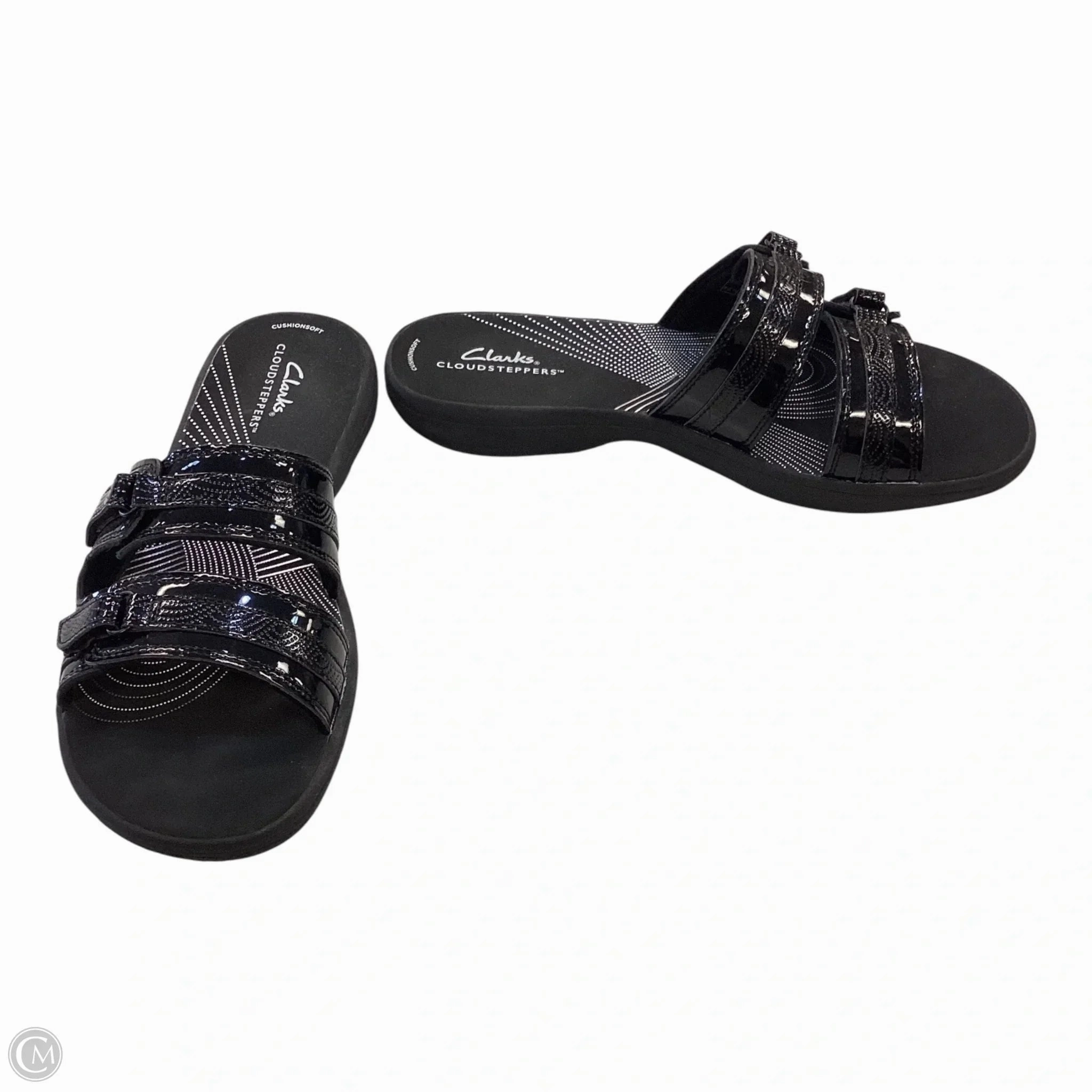 Sandals Flats By Clarks In Black, Size: 9 Leather Footwear
