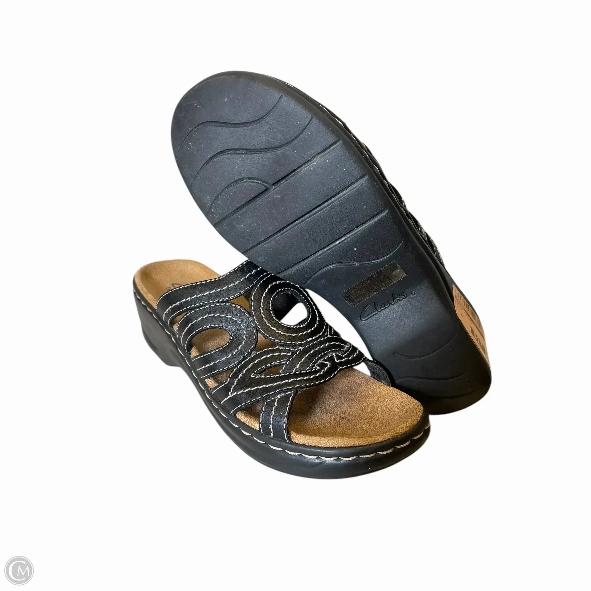 Sandals Flats By Clarks In Black, Size: 9 Leather Footwear