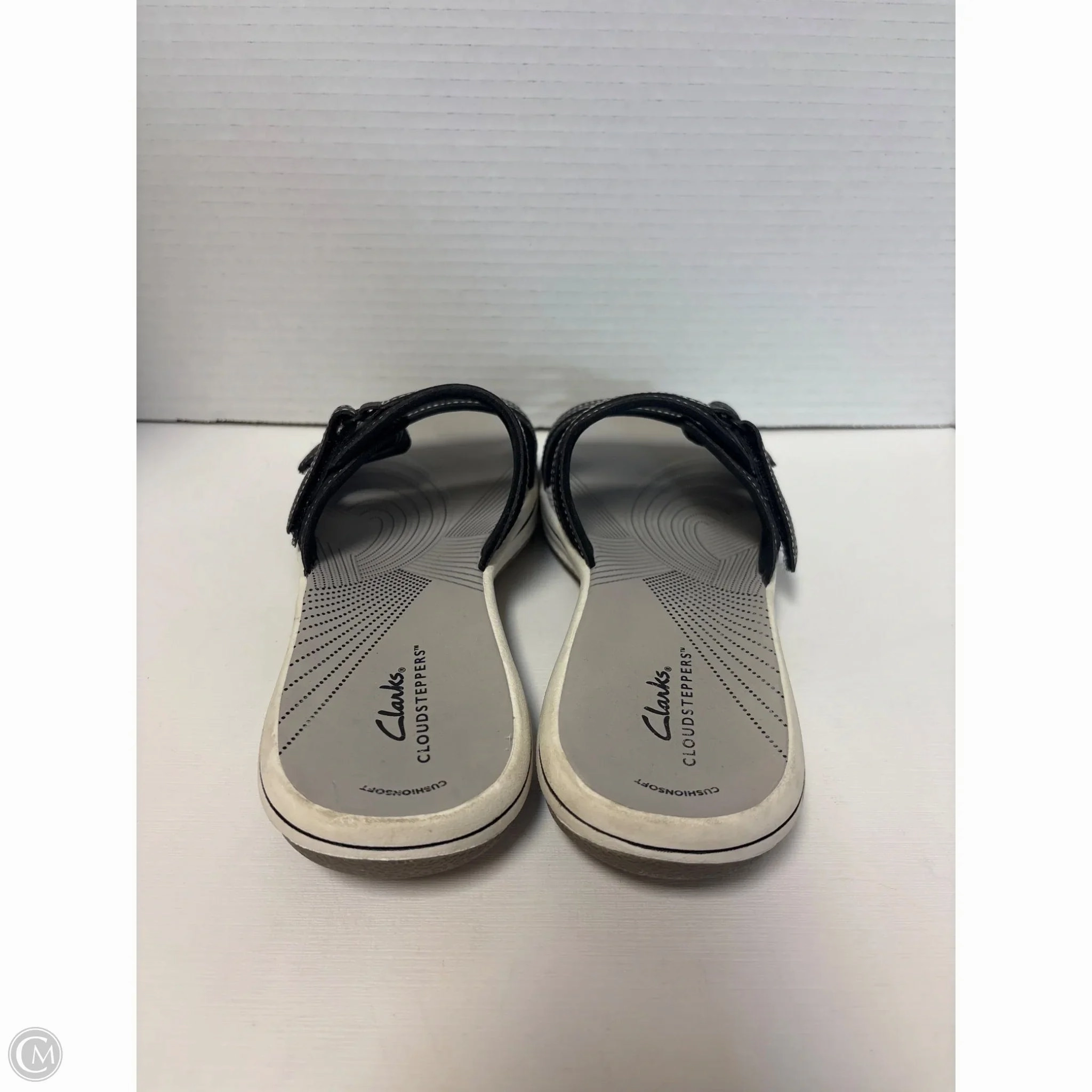 Sandals Flats By Clarks In Black, Size: 9 Leather Footwear