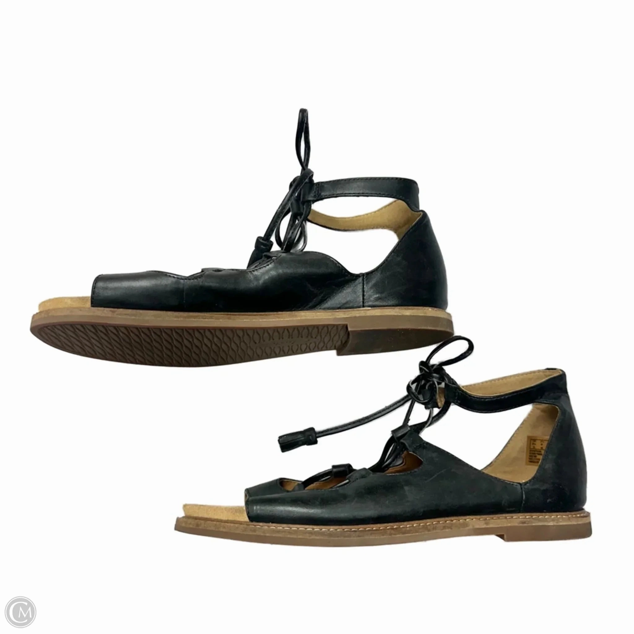 Sandals Flats By Clarks In Black, Size: 9 Leather Footwear