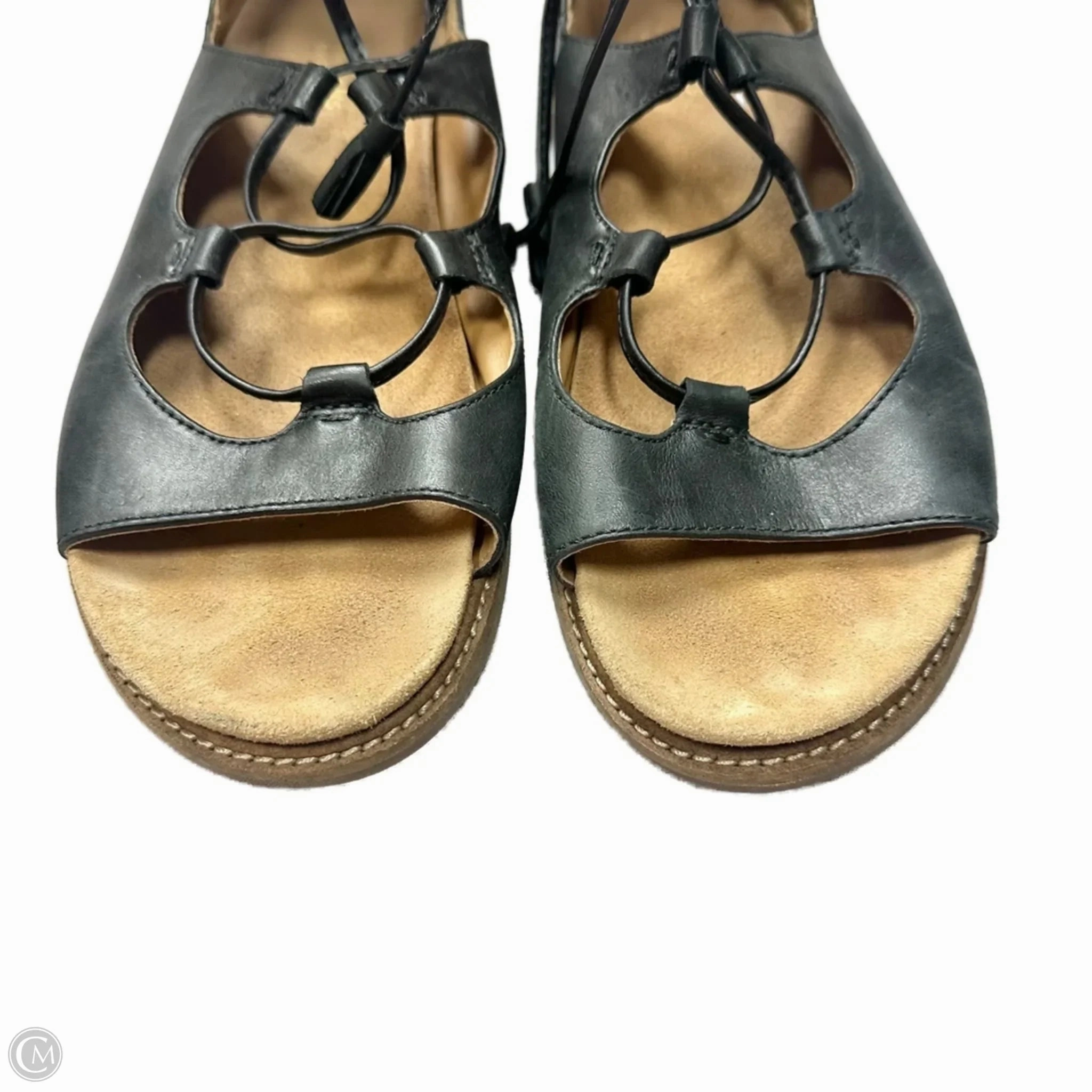 Sandals Flats By Clarks In Black, Size: 9 Leather Footwear