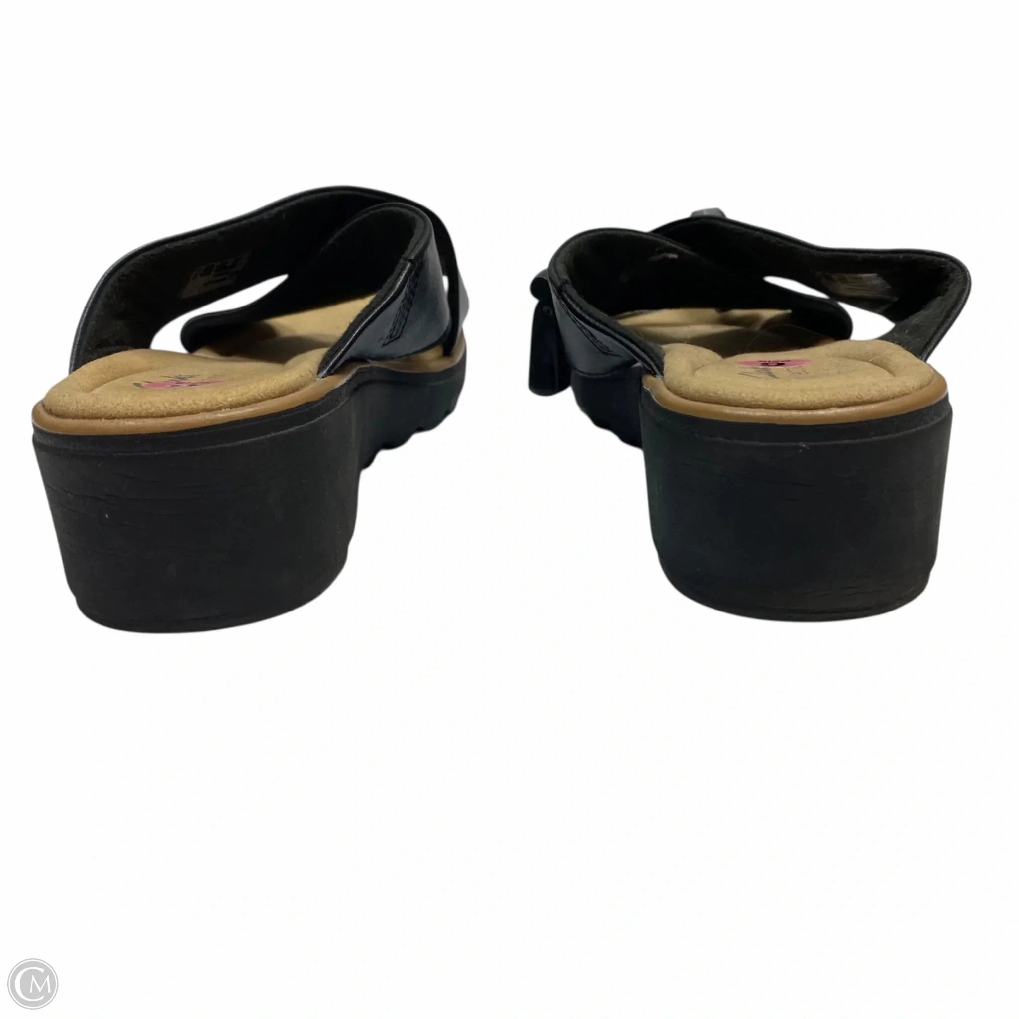 Sandals Flats By Clarks In Black, Size: 9 Leather Footwear