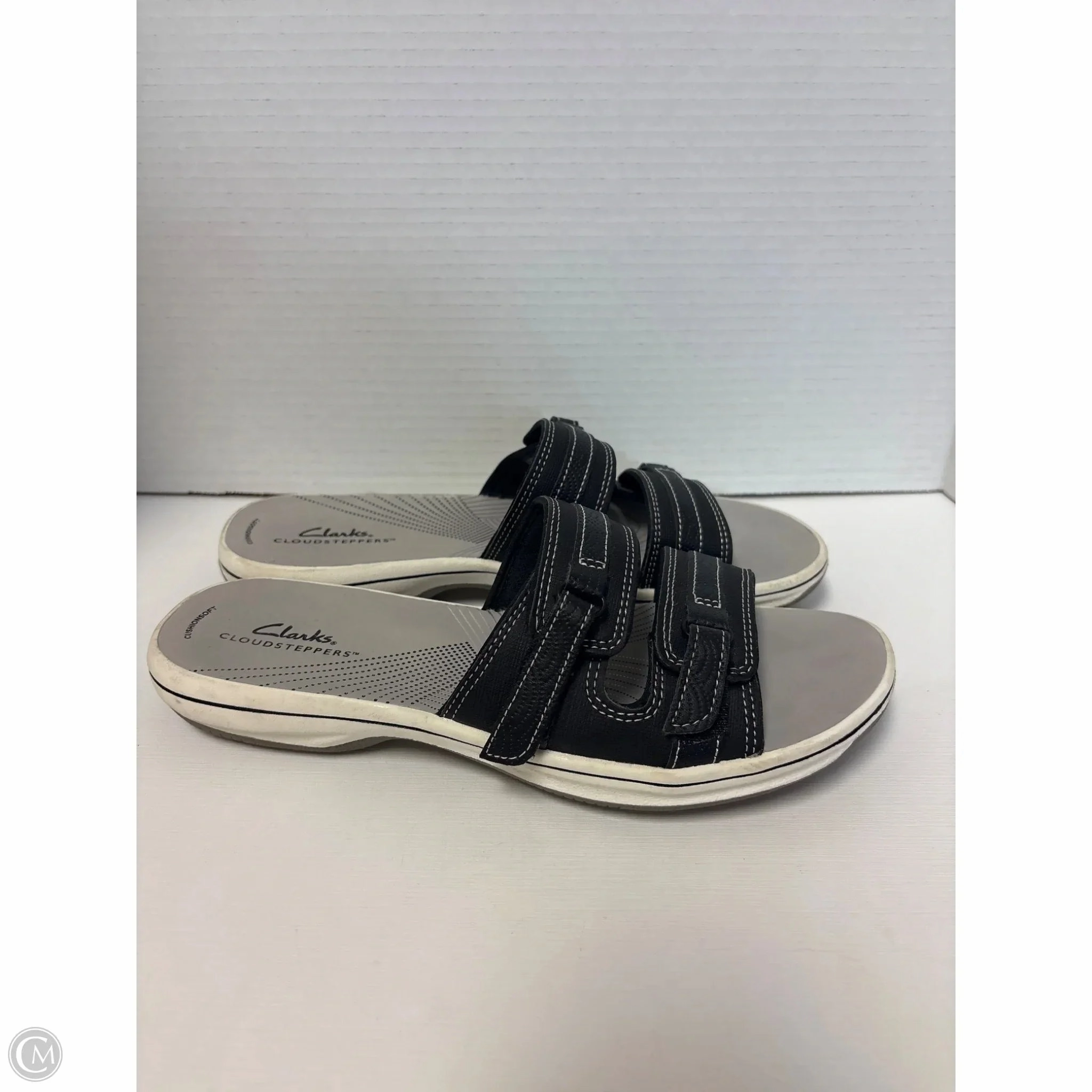 Sandals Flats By Clarks In Black, Size: 9 Leather Footwear