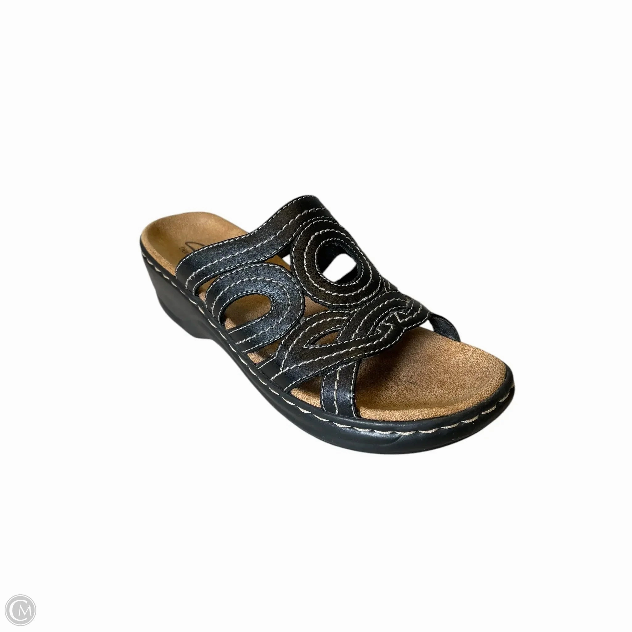 Sandals Flats By Clarks In Black, Size: 9 Leather Footwear
