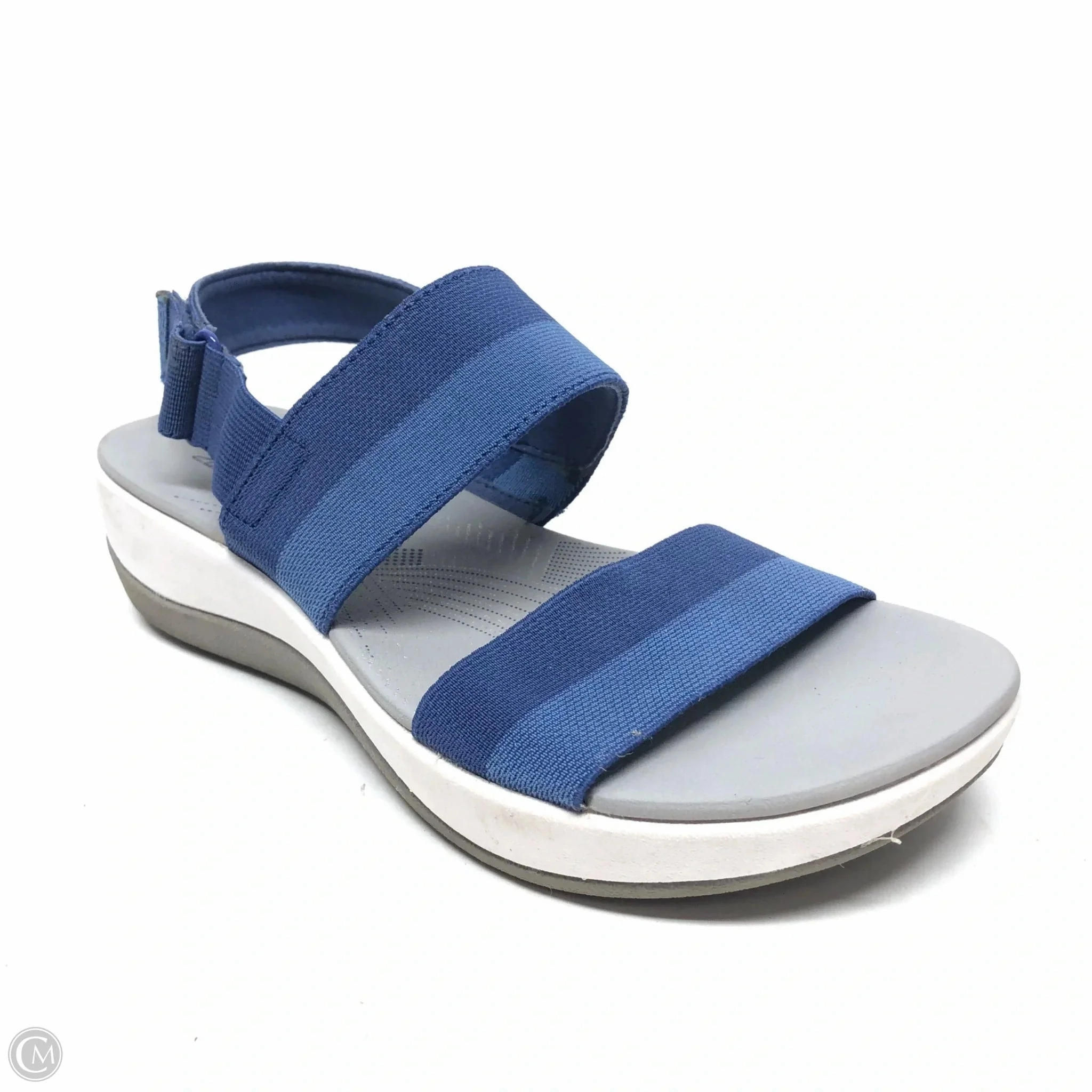 Sandals Flats By Clarks In Blue & Grey, Size: 8 Leather Footwear