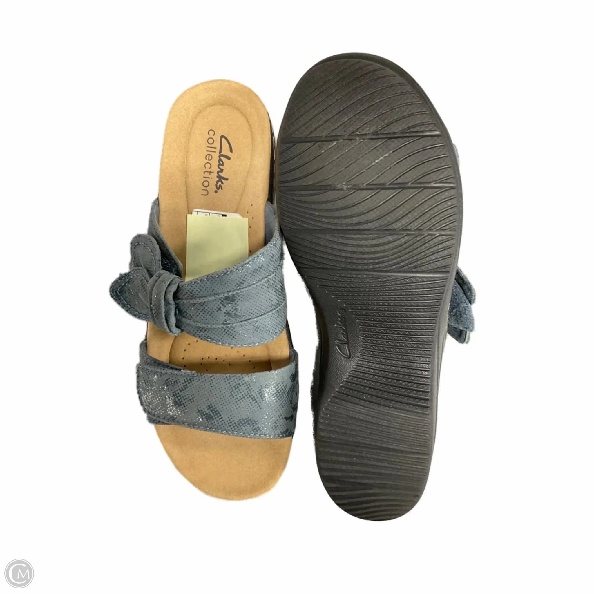 Sandals Flats By Clarks In Blue, Size: 6.5 Leather Footwear
