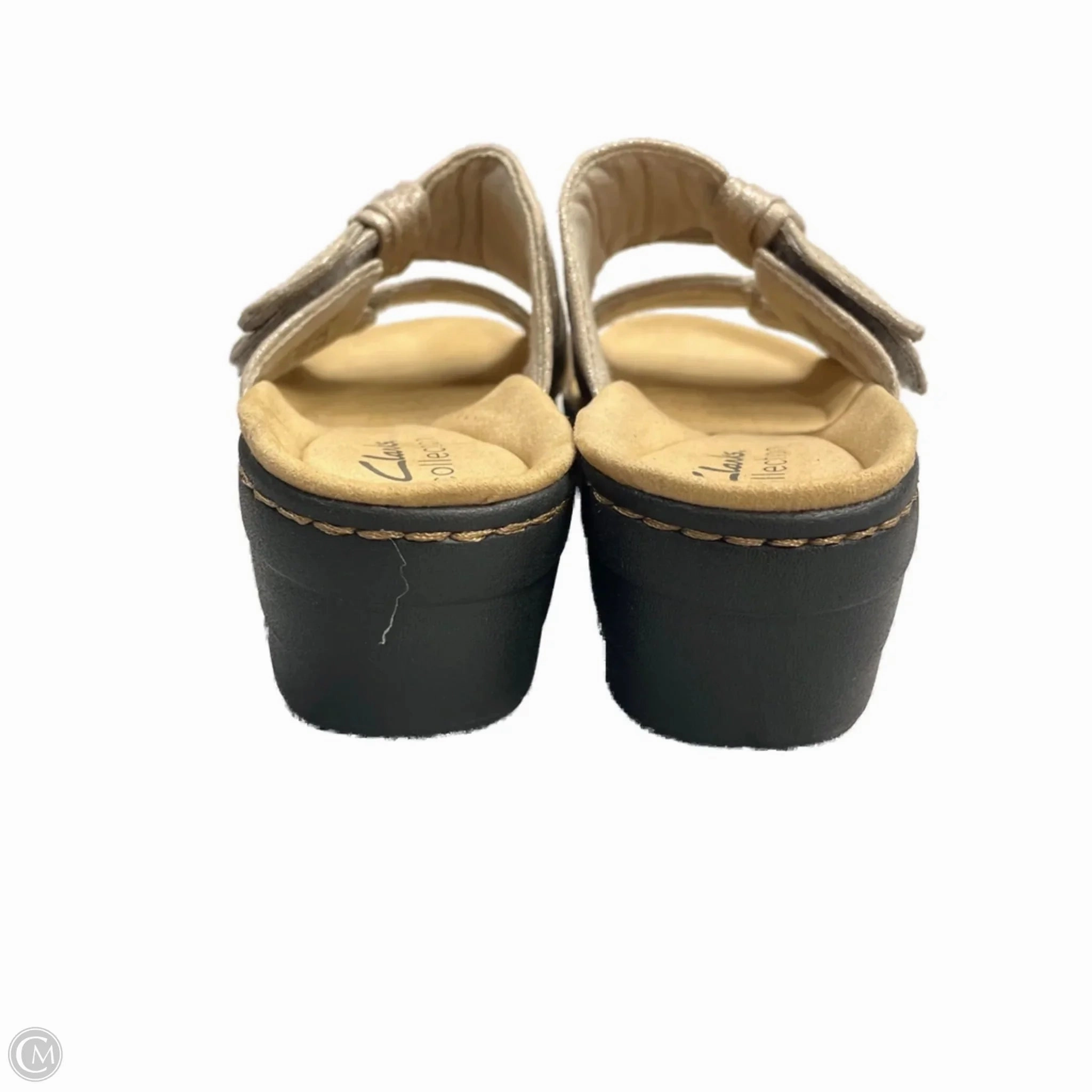Sandals Flats By Clarks In Bronze, Size: 6.5 Leather Footwear