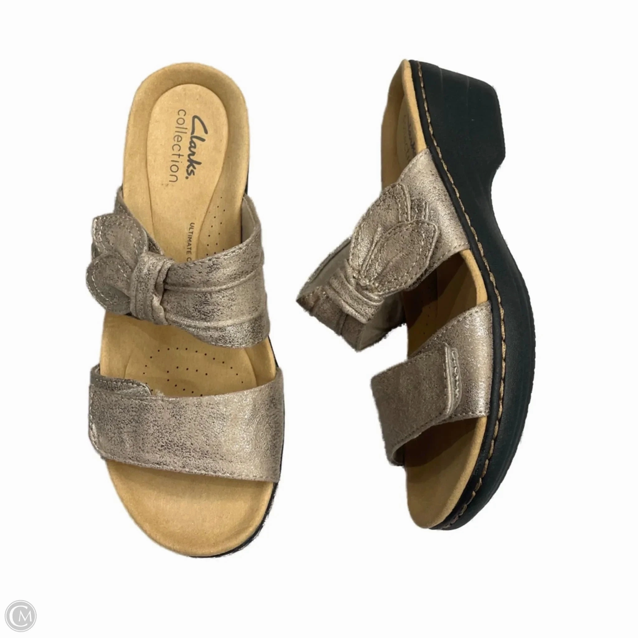 Sandals Flats By Clarks In Bronze, Size: 6.5 Clarks leather shoes for daily wear