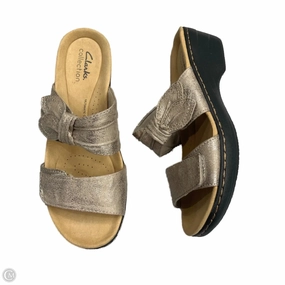 Sandals Flats By Clarks In Bronze, Size: 6.5 Clarks leather shoes for daily wear