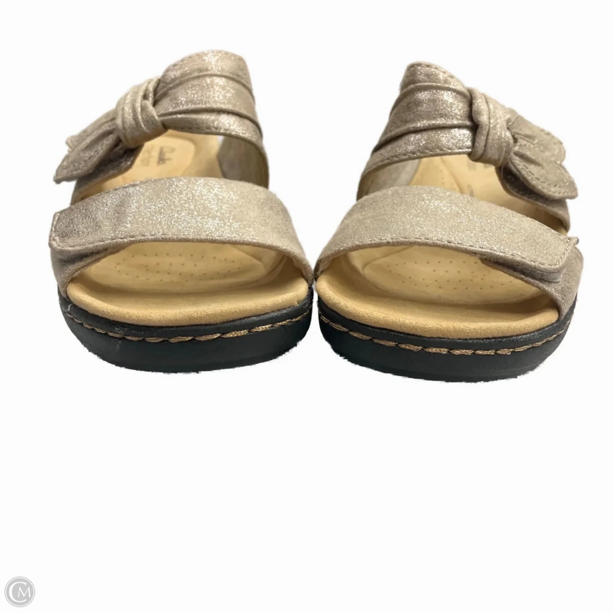 Sandals Flats By Clarks In Bronze, Size: 6.5 Leather Footwear