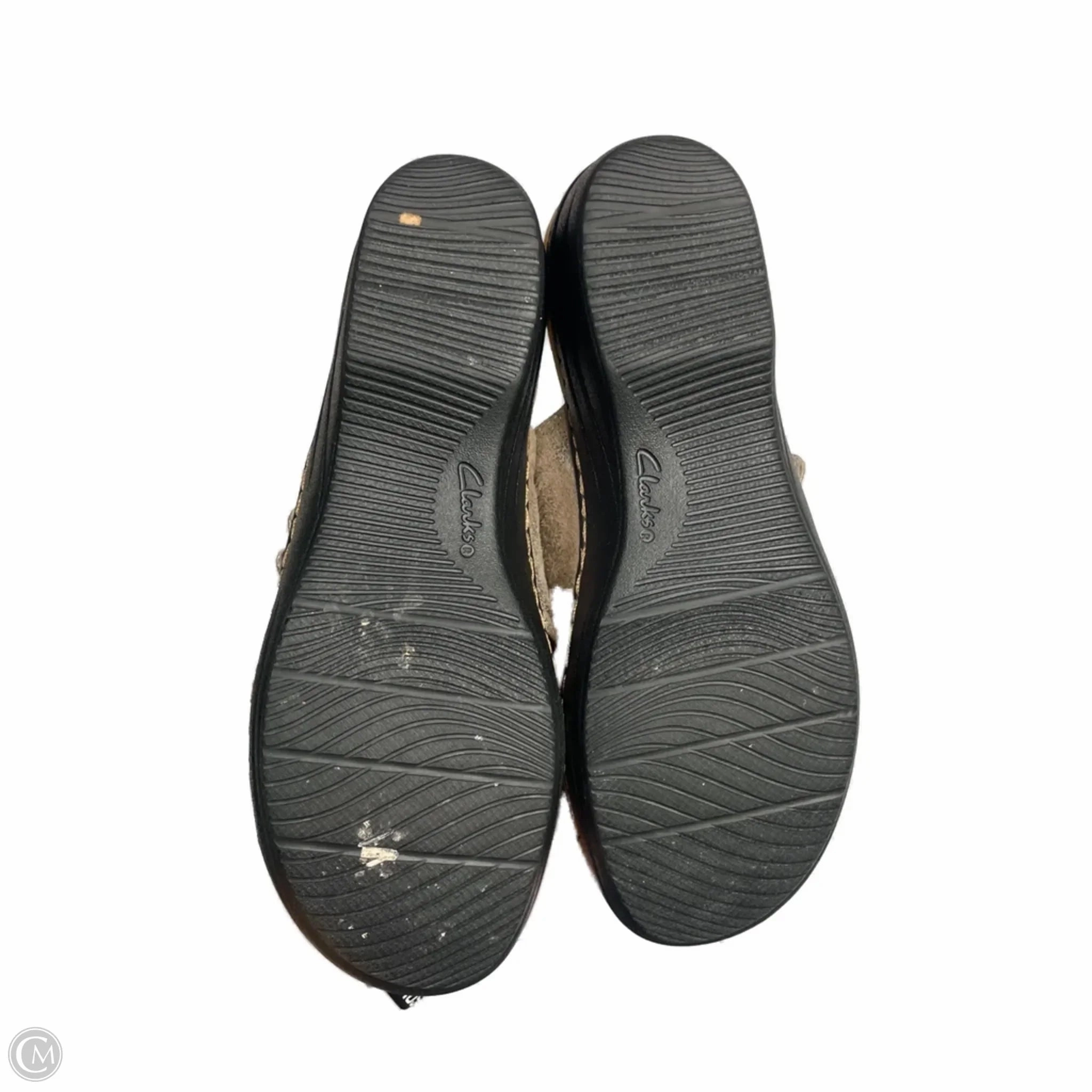 Sandals Flats By Clarks In Bronze, Size: 6.5 Leather Footwear
