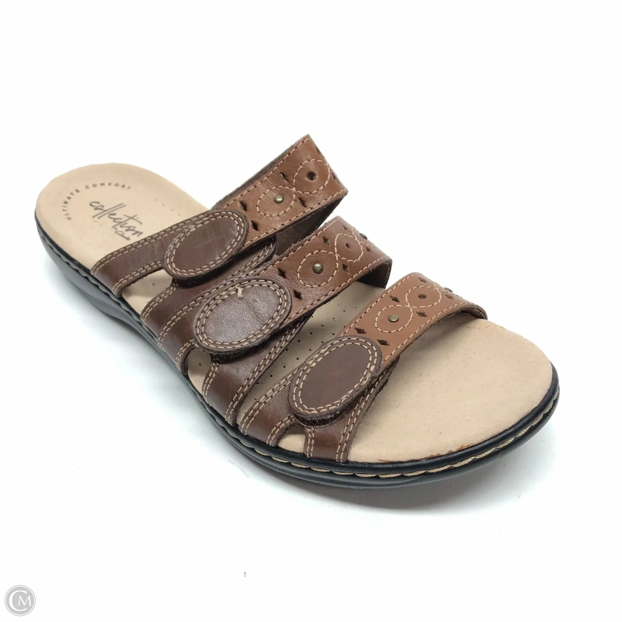 Sandals Flats By Clarks In Brown, Size: 10 Leather Footwear