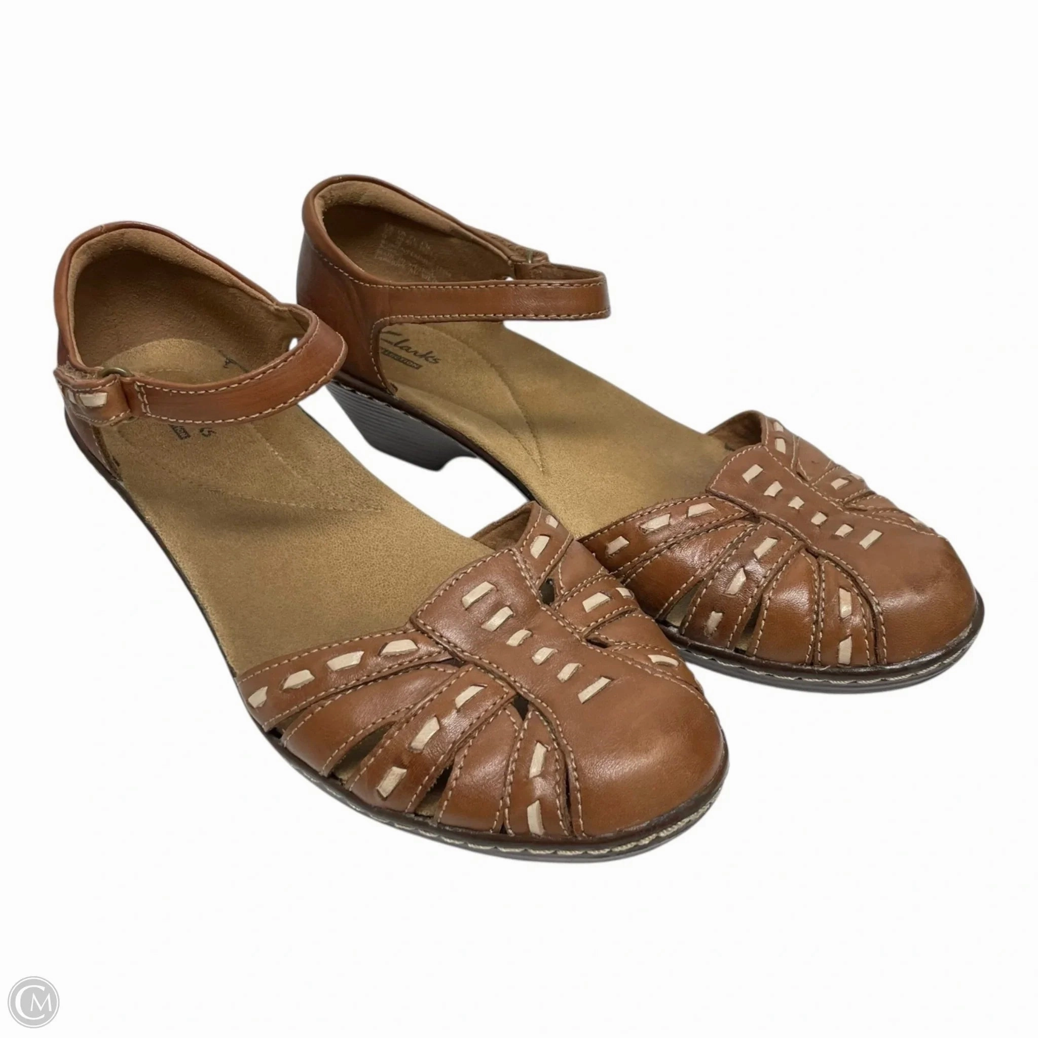 Sandals Flats By Clarks In Brown, Size: 10 Leather Footwear