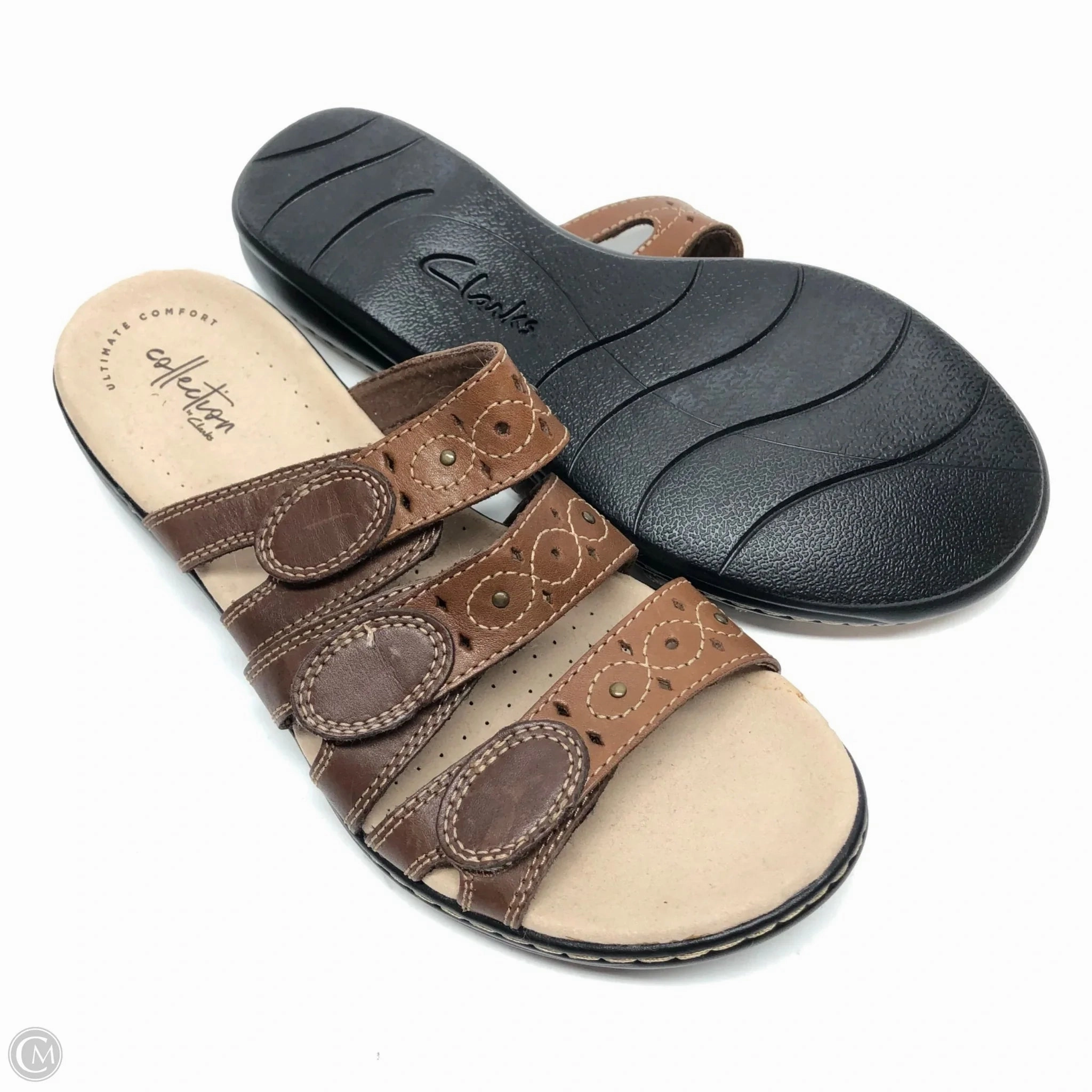 Sandals Flats By Clarks In Brown, Size: 10 Leather Footwear