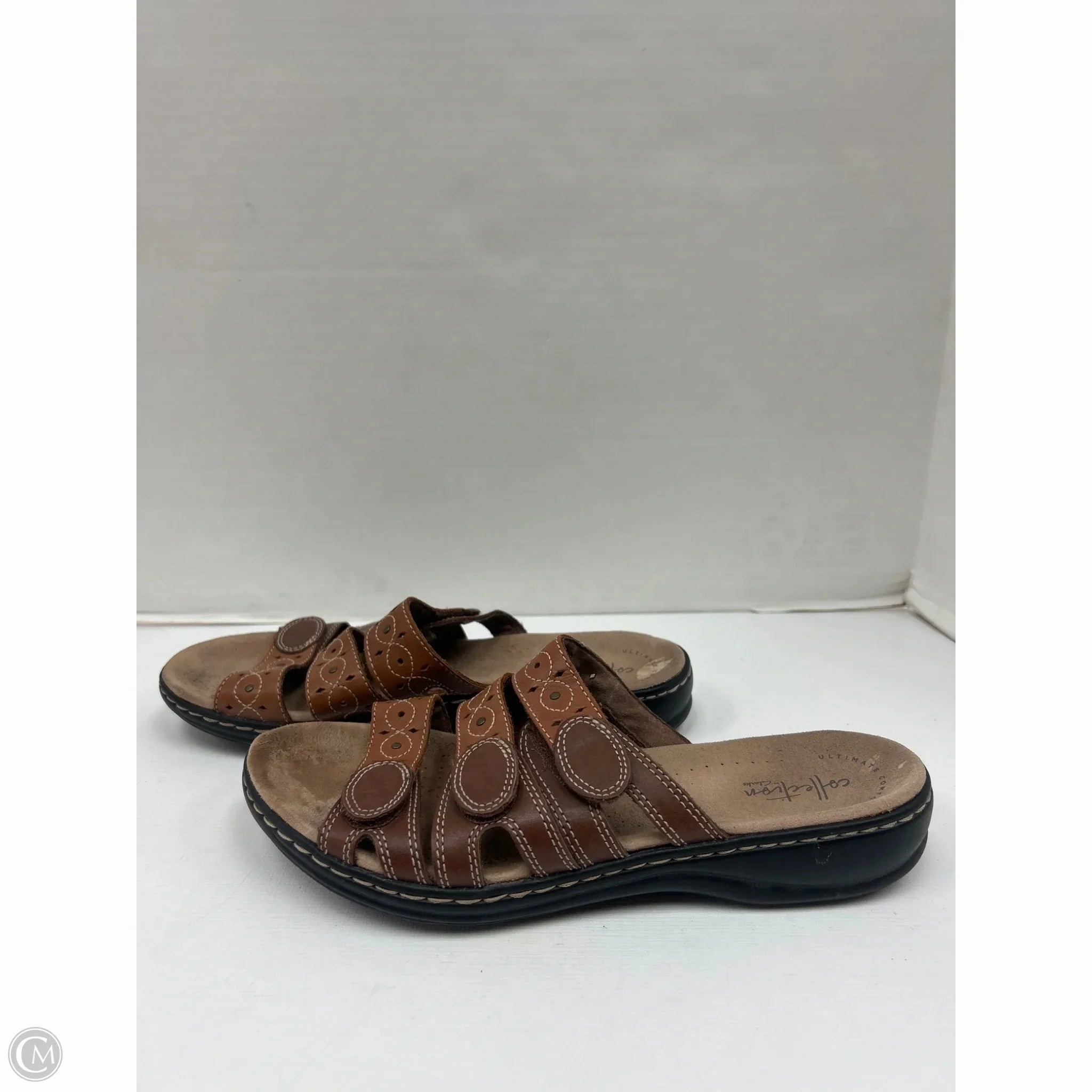 Sandals Flats By Clarks In Brown, Size: 9.5 Leather Footwear