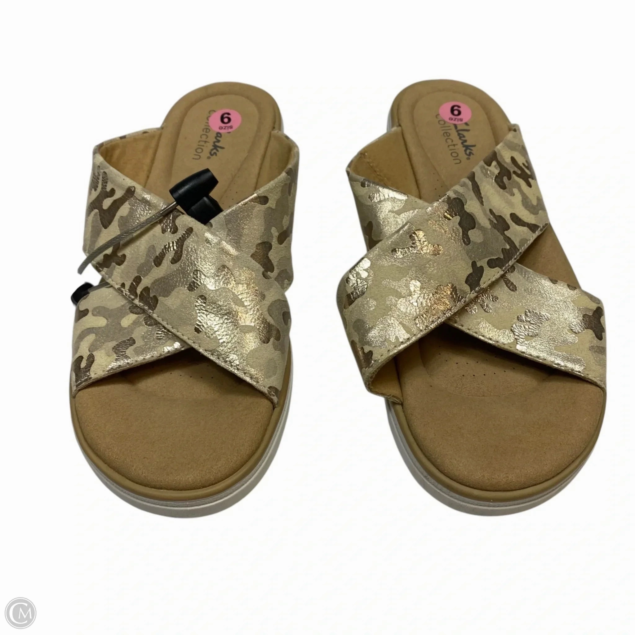 Sandals Flats By Clarks In Cream, Size: 9 Leather Footwear
