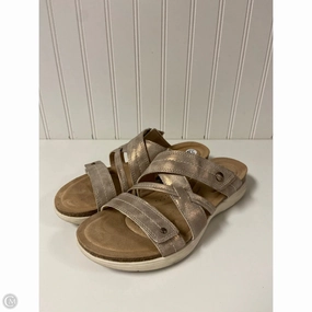 Sandals Flats By Clarks In Gold, Size: 6.5 Clarks leather shoes for daily wear