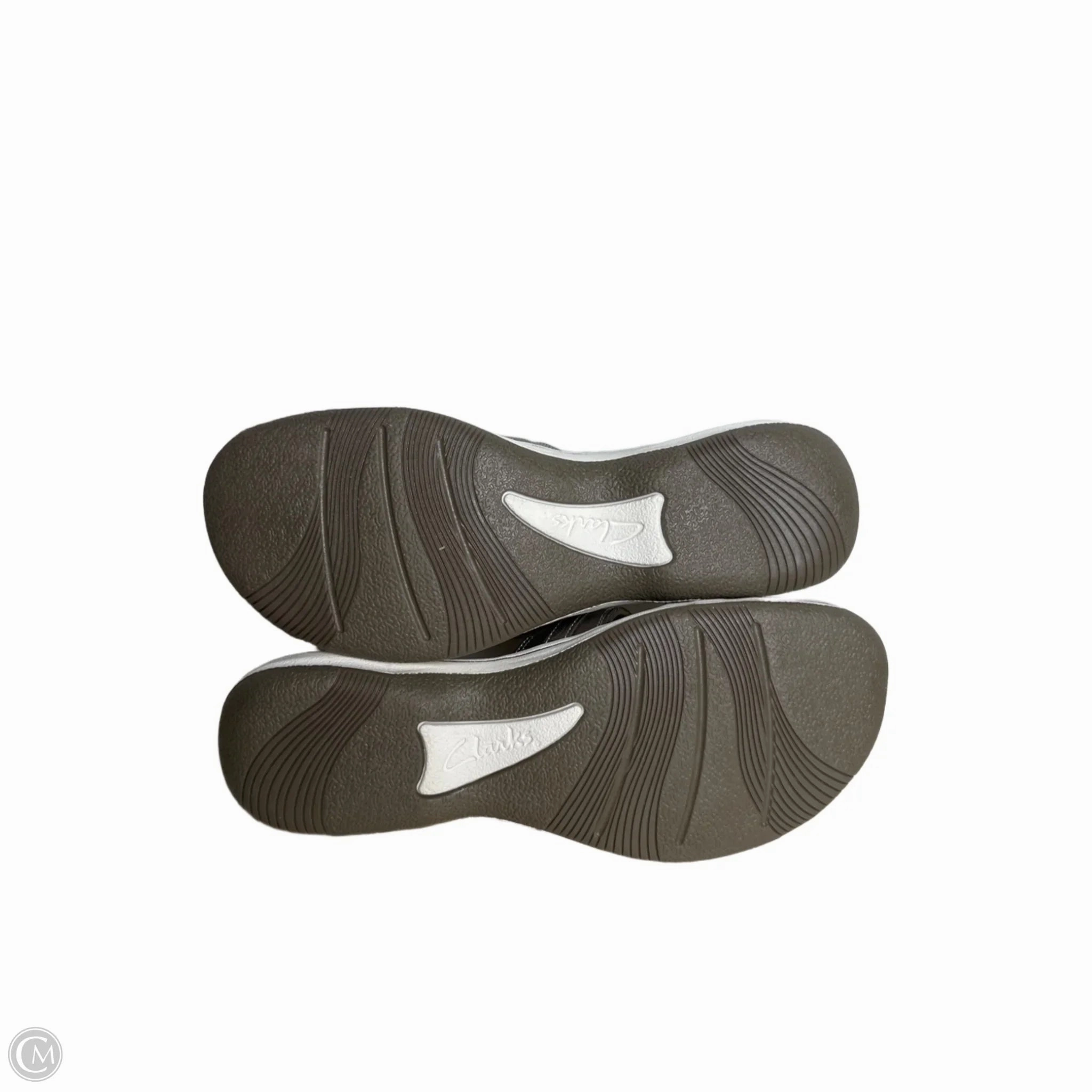 Sandals Flats By Clarks In Grey, Size: 9 Leather Footwear