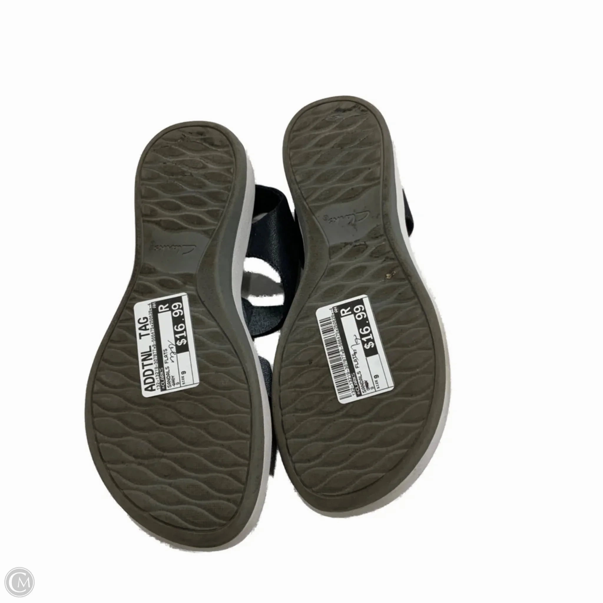Sandals Flats By Clarks In Grey, Size: 9 Leather Footwear