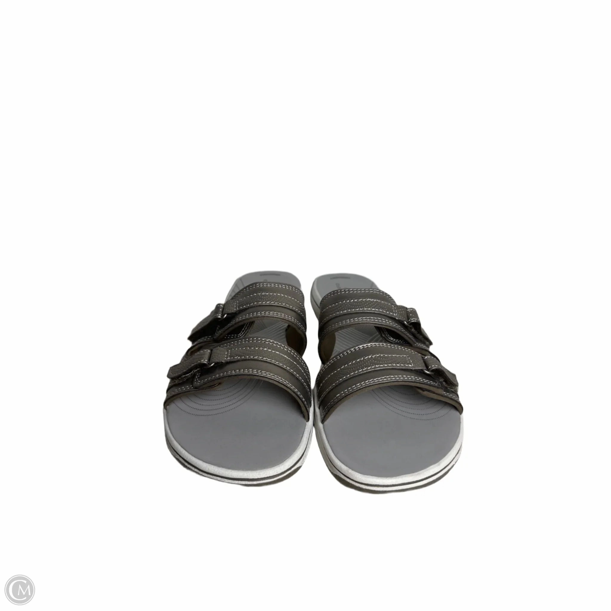 Sandals Flats By Clarks In Grey, Size: 9 Leather Footwear