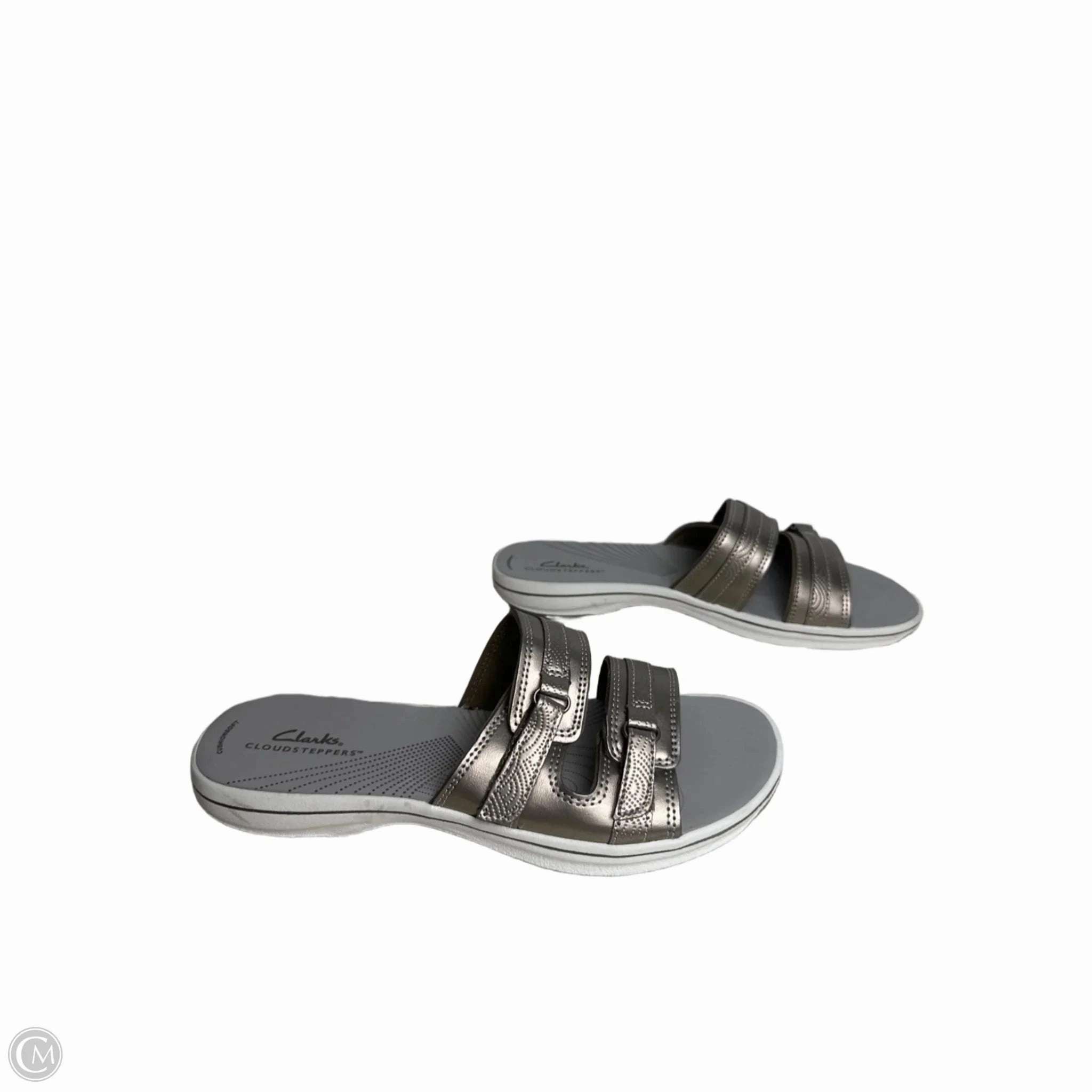 Sandals Flats By Clarks In Grey, Size: 9 Leather Footwear