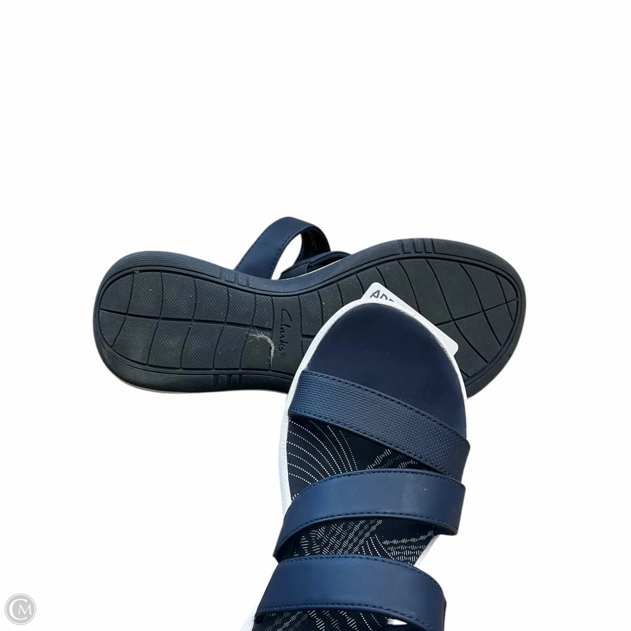 Sandals Flats By Clarks In Navy, Size: 6 Leather Footwear
