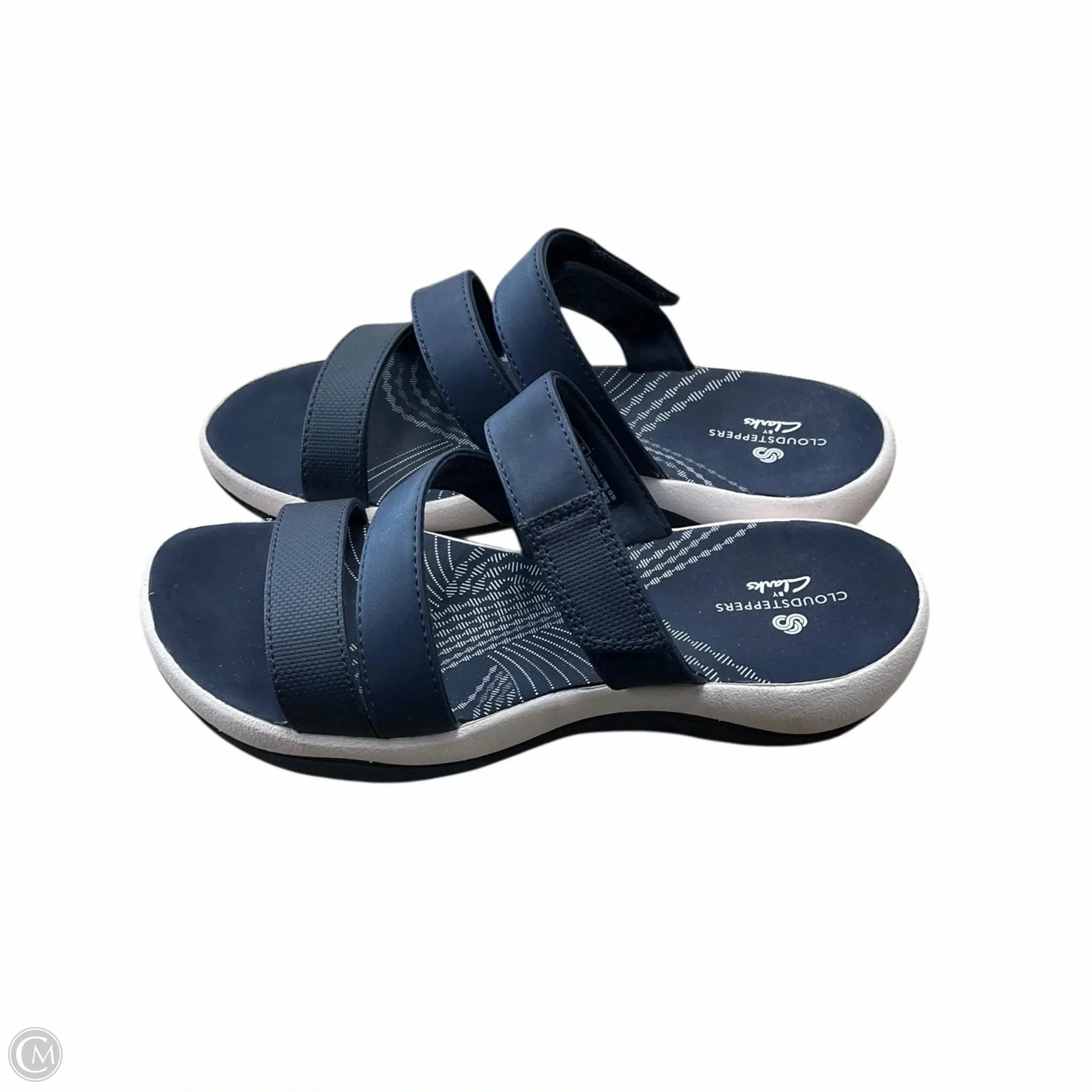 Sandals Flats By Clarks In Navy, Size: 6 Leather Footwear